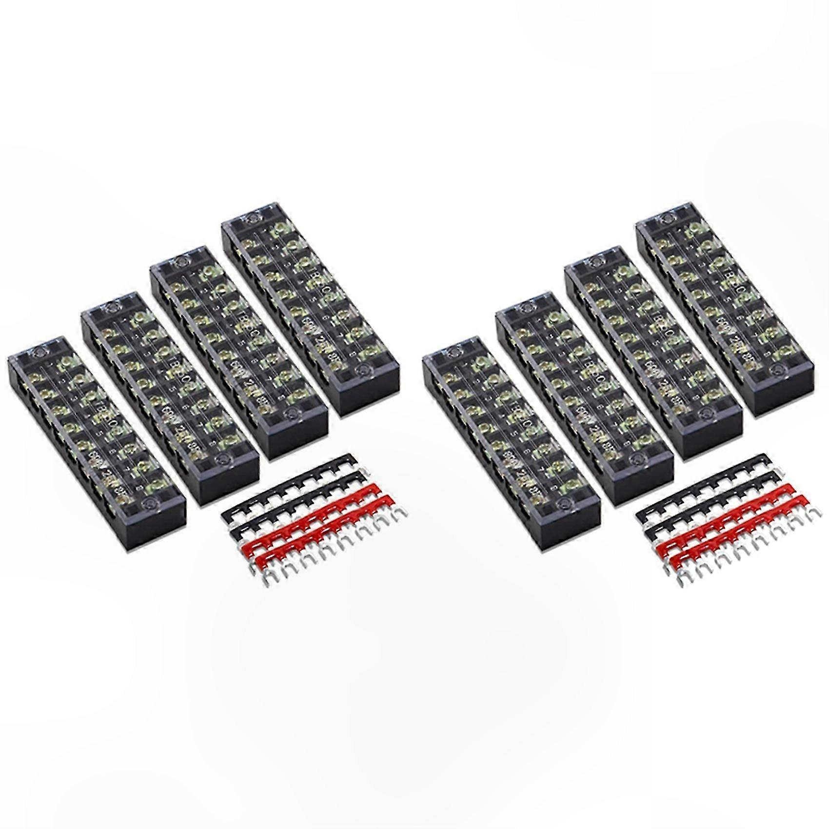 8-Piece Terminal Block with Shorting Bars, Flame Retardant Copper Connectors for Electrical Projects
