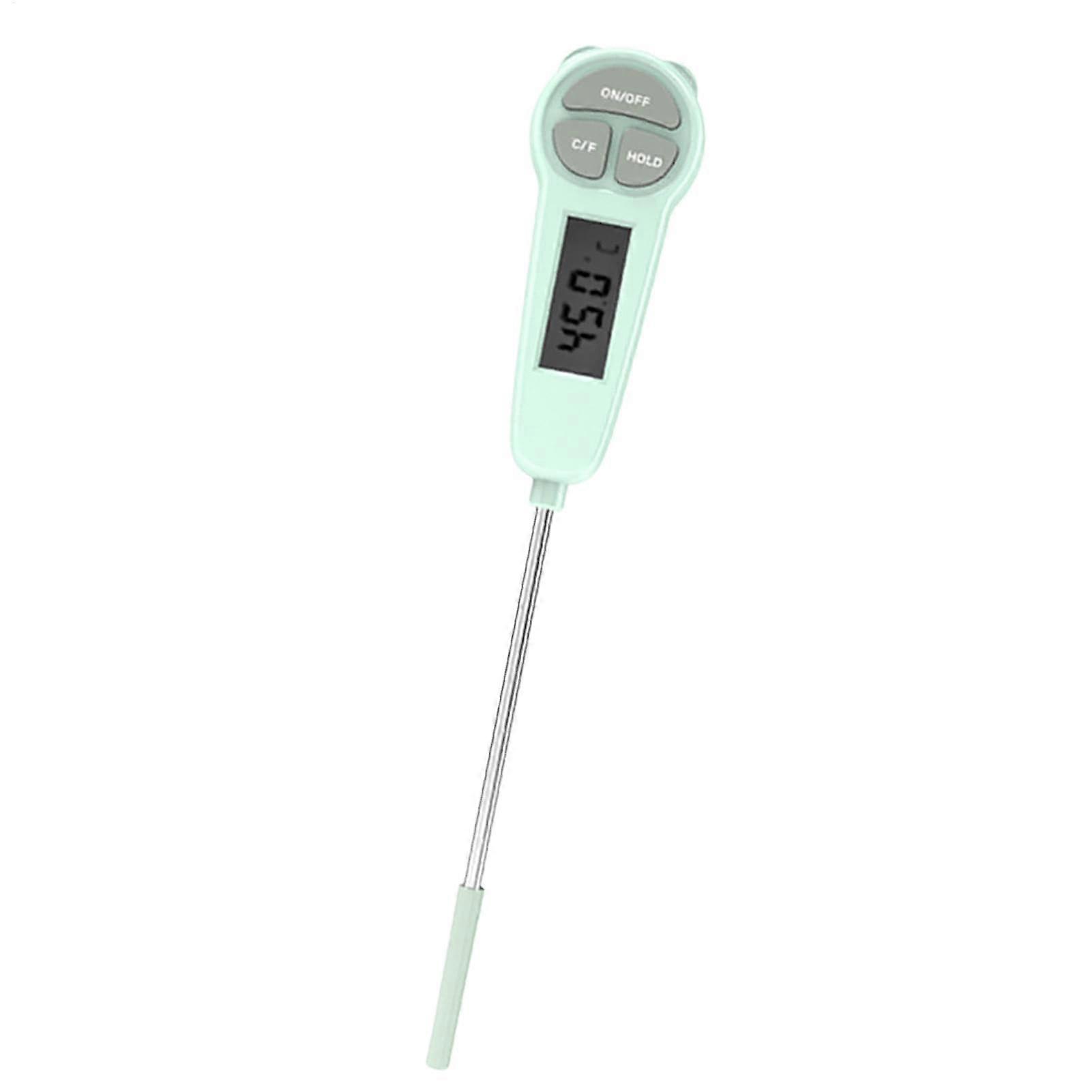 Digital Meat Thermometer Instant Read, Travel Friendly, Home and BBQ, Stainless Steel Probe, LCD Display, Green