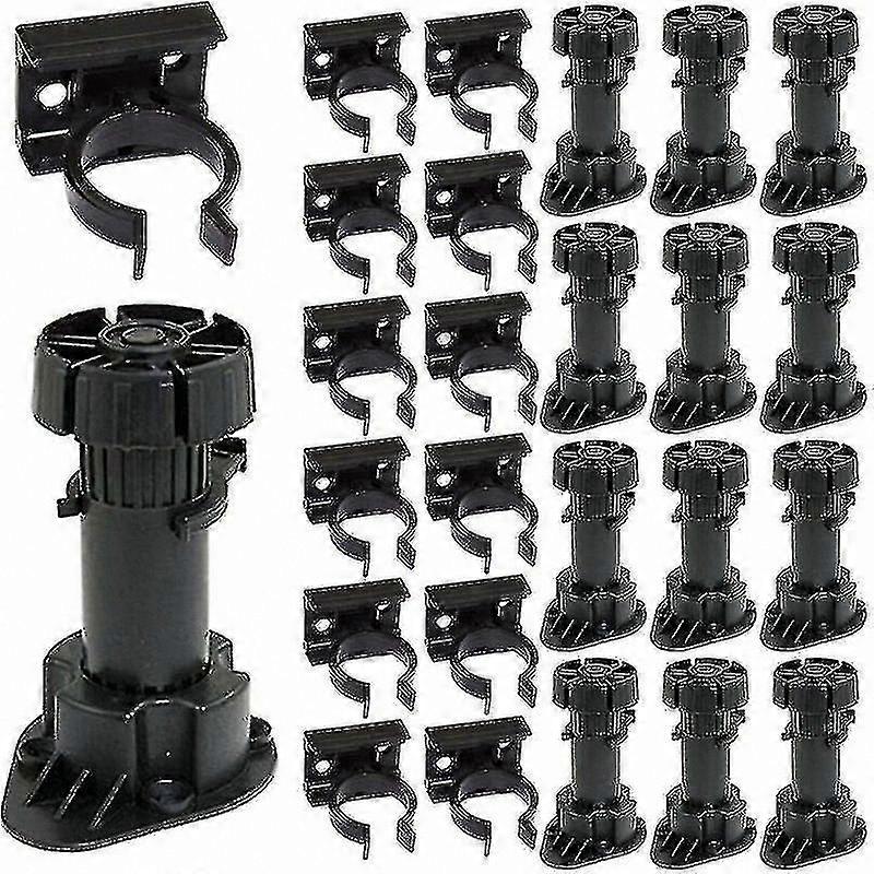 Adjustable Furniture Legs Set of 12 for Cabinets with Base Clip - Height Range 120-150mm