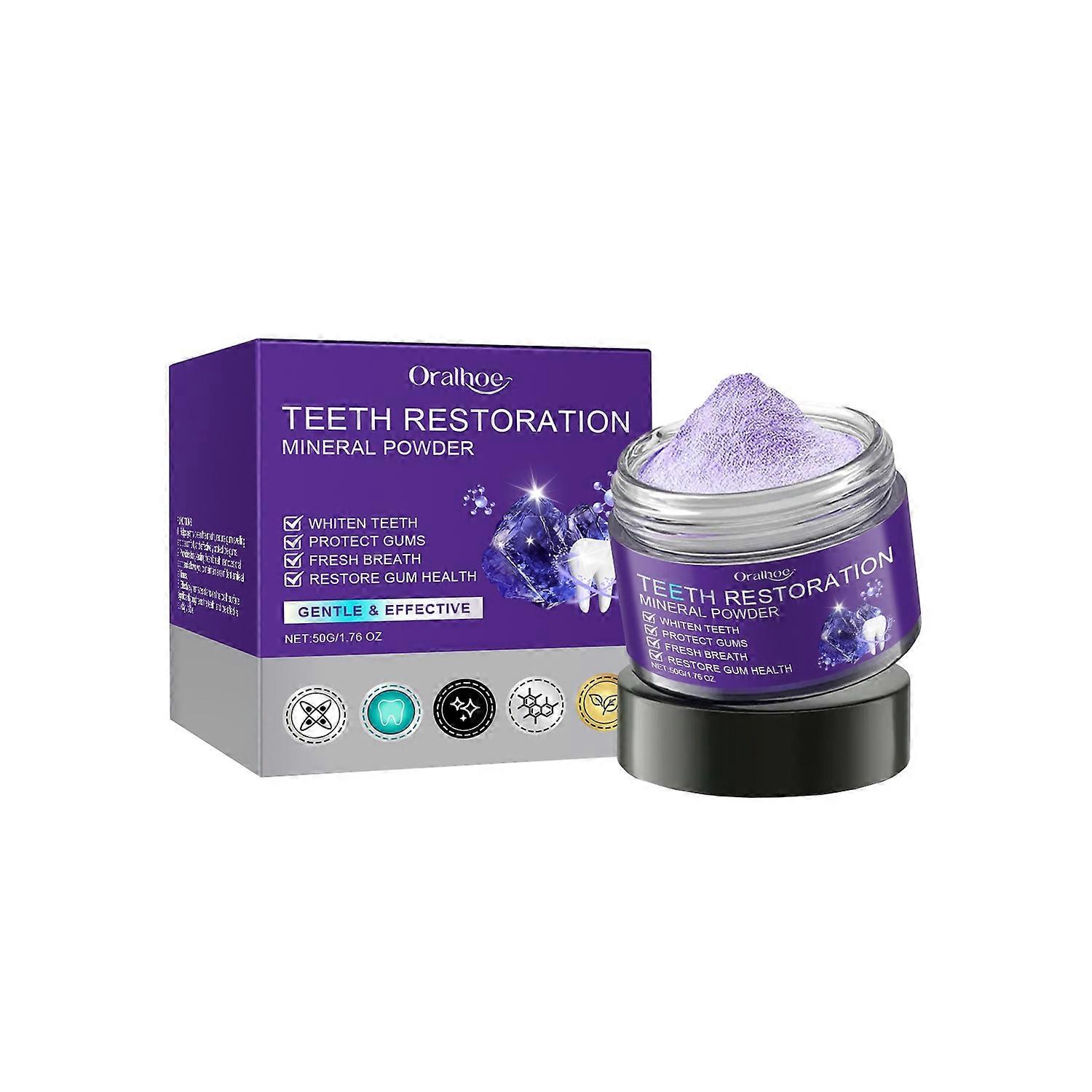 1-6 τεμάχια ORALHOE 50g Ορυκτή πούδρα αποκατάστασης δοντιών 50g μωβ φυσική ορυκτή πούδρα δοντιών για δόντια
