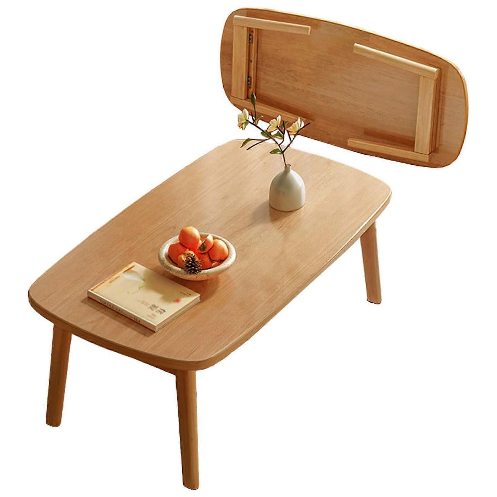 Foldable Coffee Table for Small Spaces, Modern Minimalist Wood Desk, 120cm, SpaceSaving Table, Natural Wood Finish