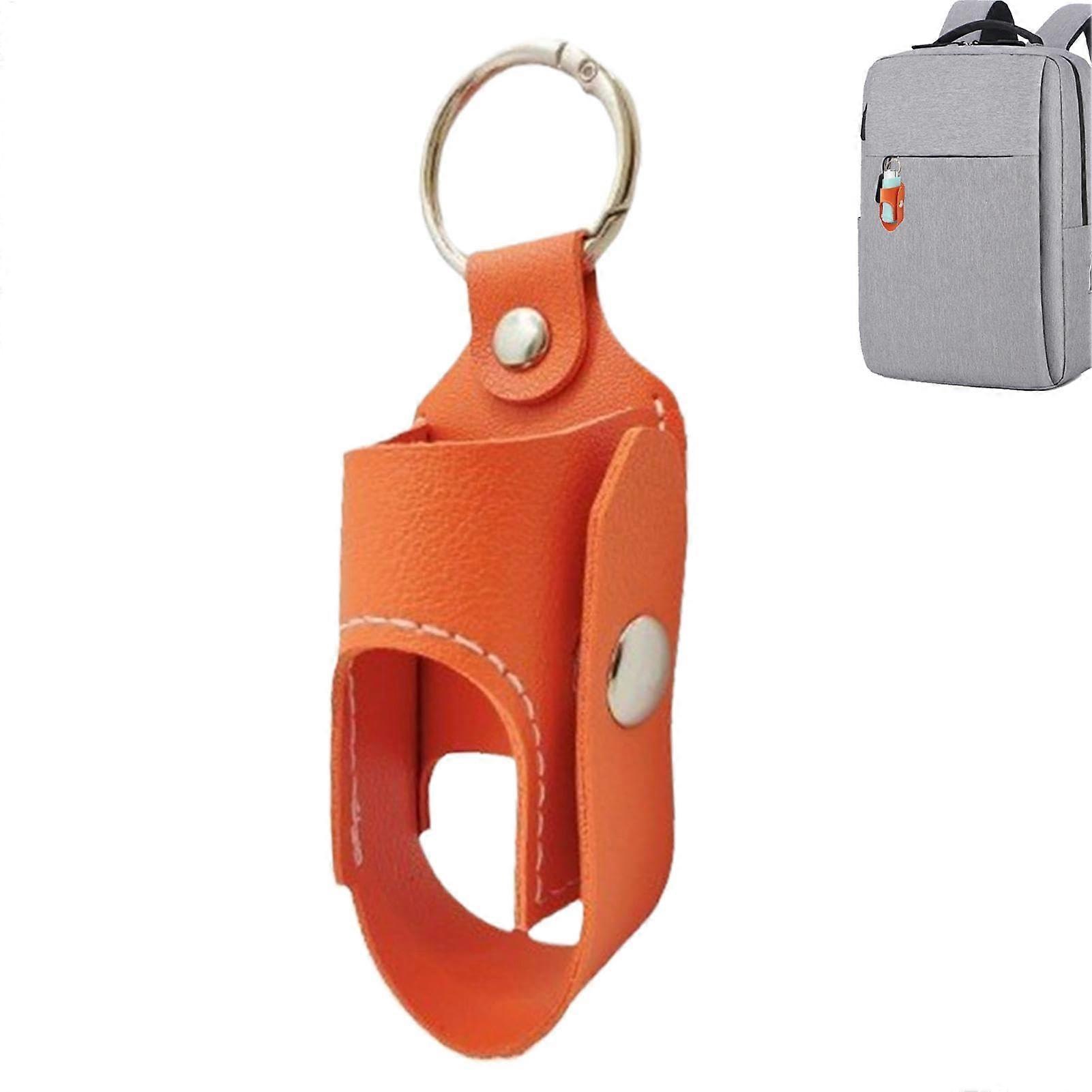 Inhaler Storage Case Leather Keychain Holder for Travel, Camping, School, Multi-Purpose Orange Color Design