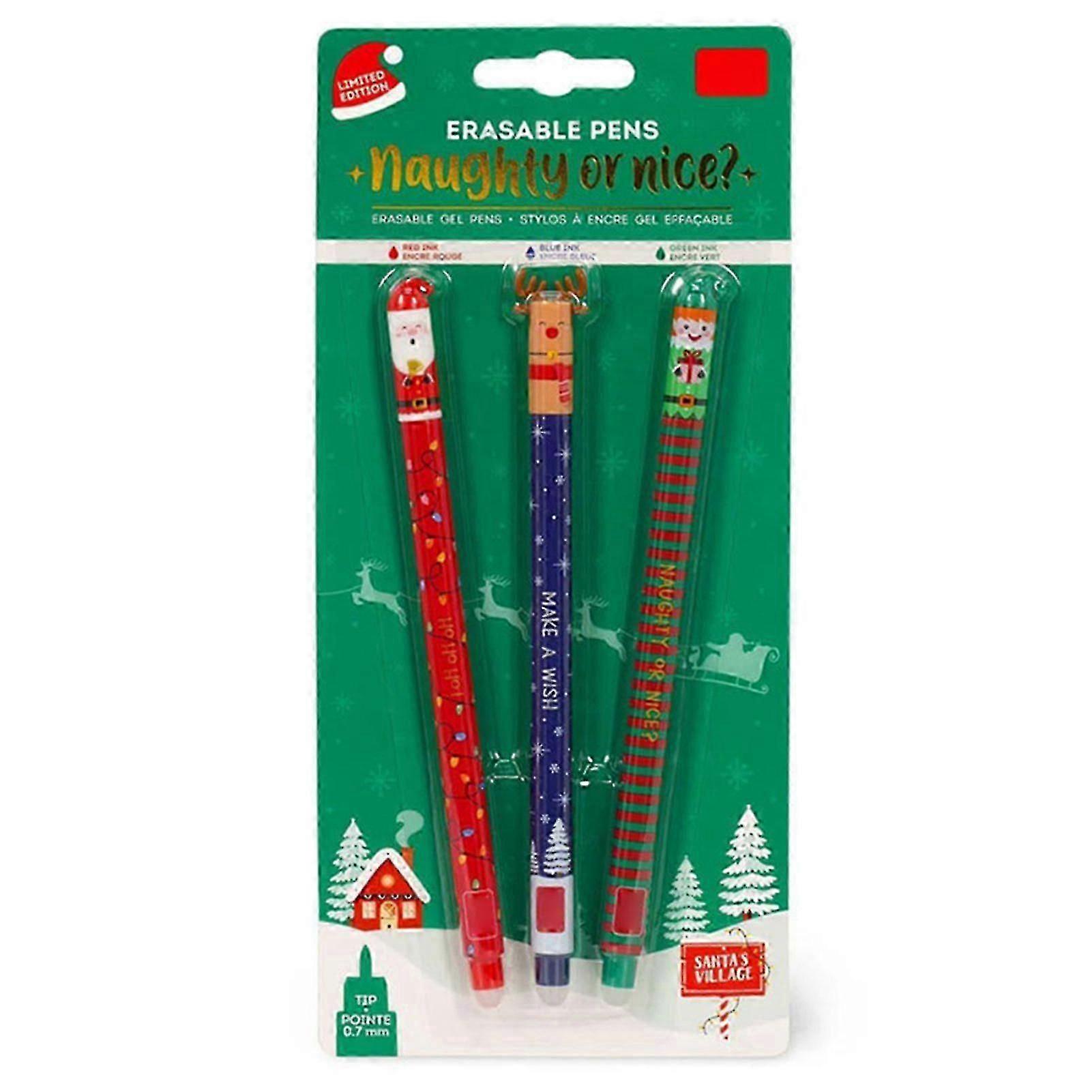 3Pcs Christmas Erasable Pen Set Legami Gel Pens Festive Stocking Stuffer Holiday Gifts