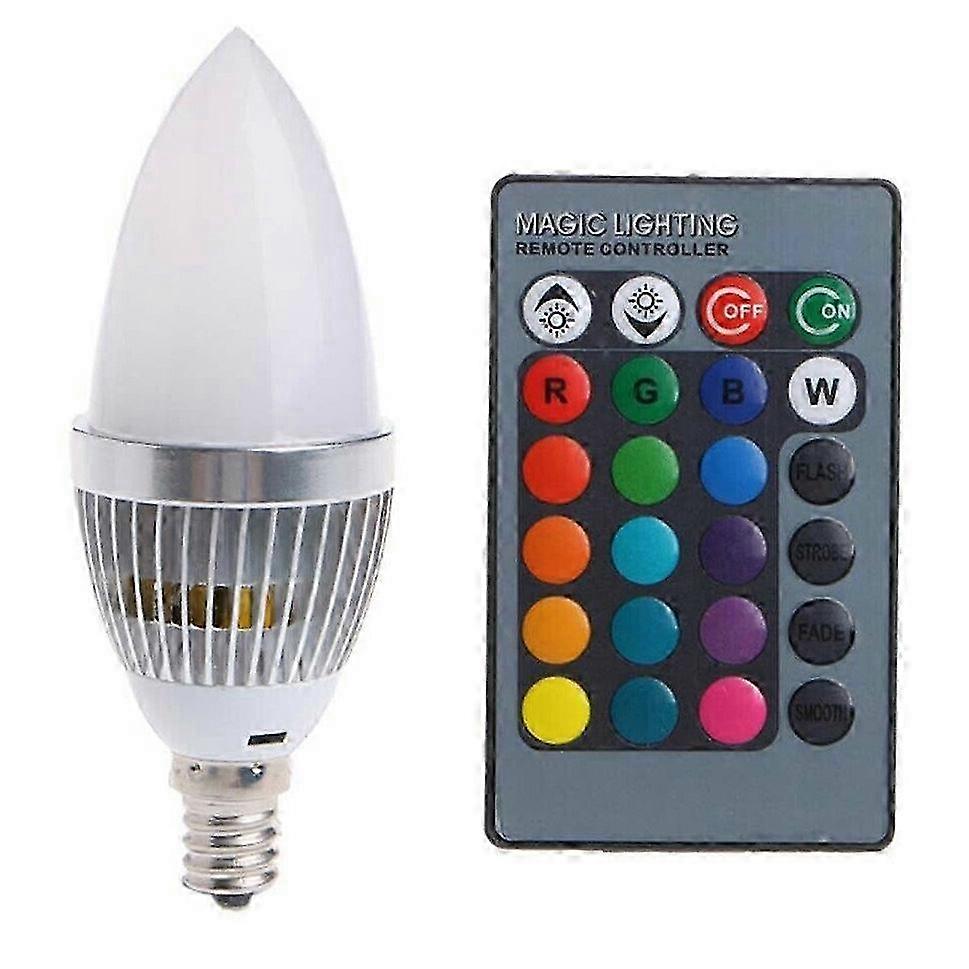 RGB LED Color Changing Bulb with 24-Hour Remote Control Button for 3W Smart E14 Bulbs with Milky Lampshade
