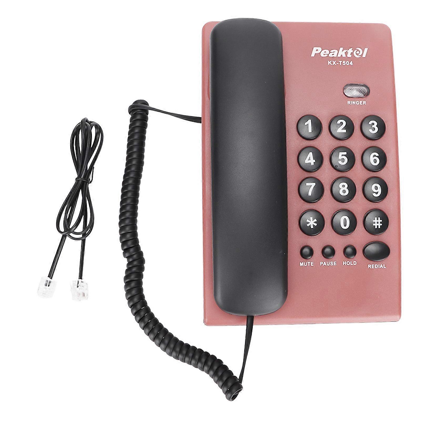 KXT504 Home Landline Multi Functional Battery Free Corded Telephone with Dual Magnetic Handset for Office Hotel(Pink )