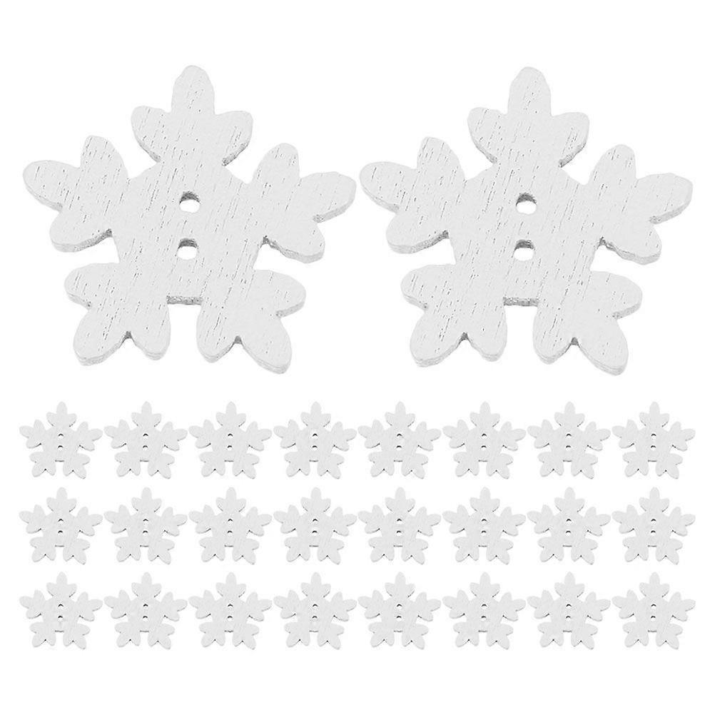 150pcs Wooden Snowflake Buttons for DIY Crafts Winter Sewing Buttons White Snowflake Shaped Craft Buttons for Winter Projects
