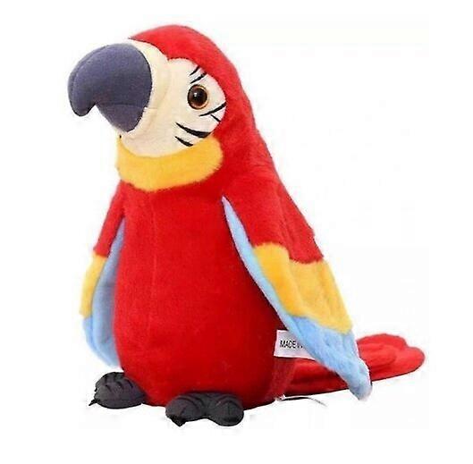 Interactive plush parrot with movable wings that can record and play sounds to amuse kids