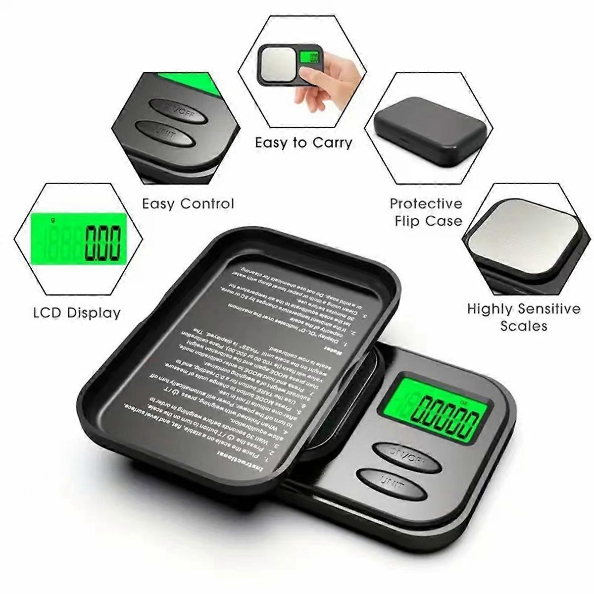 Precision Pocket Scale 1000g X 0.01g - Digital Food Jewelry Ounces/Grains Scale with Backlit LCD - Mini Scale