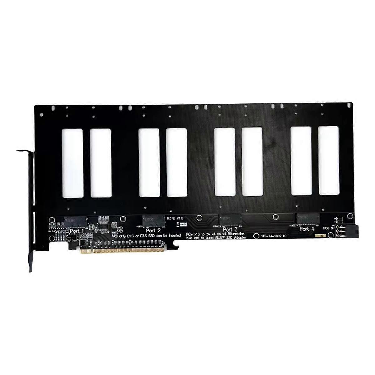 R37D PCIe 5.0 X16 to 4-Port E1.S/E3.S (SFF-TA-1002) Hard Disk Split Adapter Expansion Card Gen5 Support One Drag Four