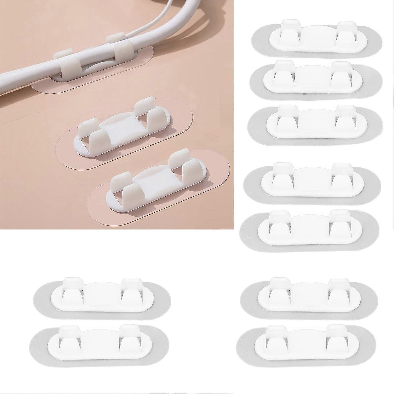 40Pcs Adhesive Cable Clips Wire Holders 6.7x2.5x0.7cm White