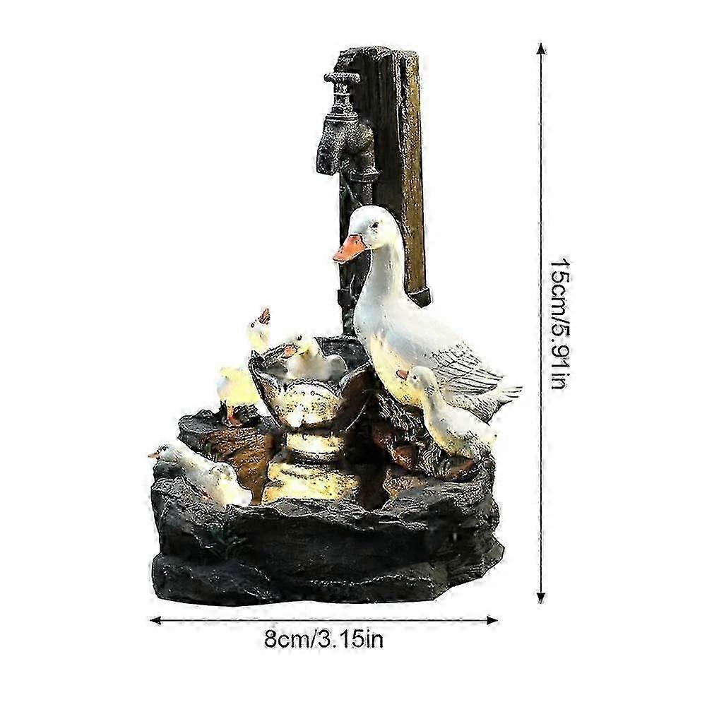 Solar Power Duck Garden Water Feature with Fountain & Statue - Ideal for Landscap Decor