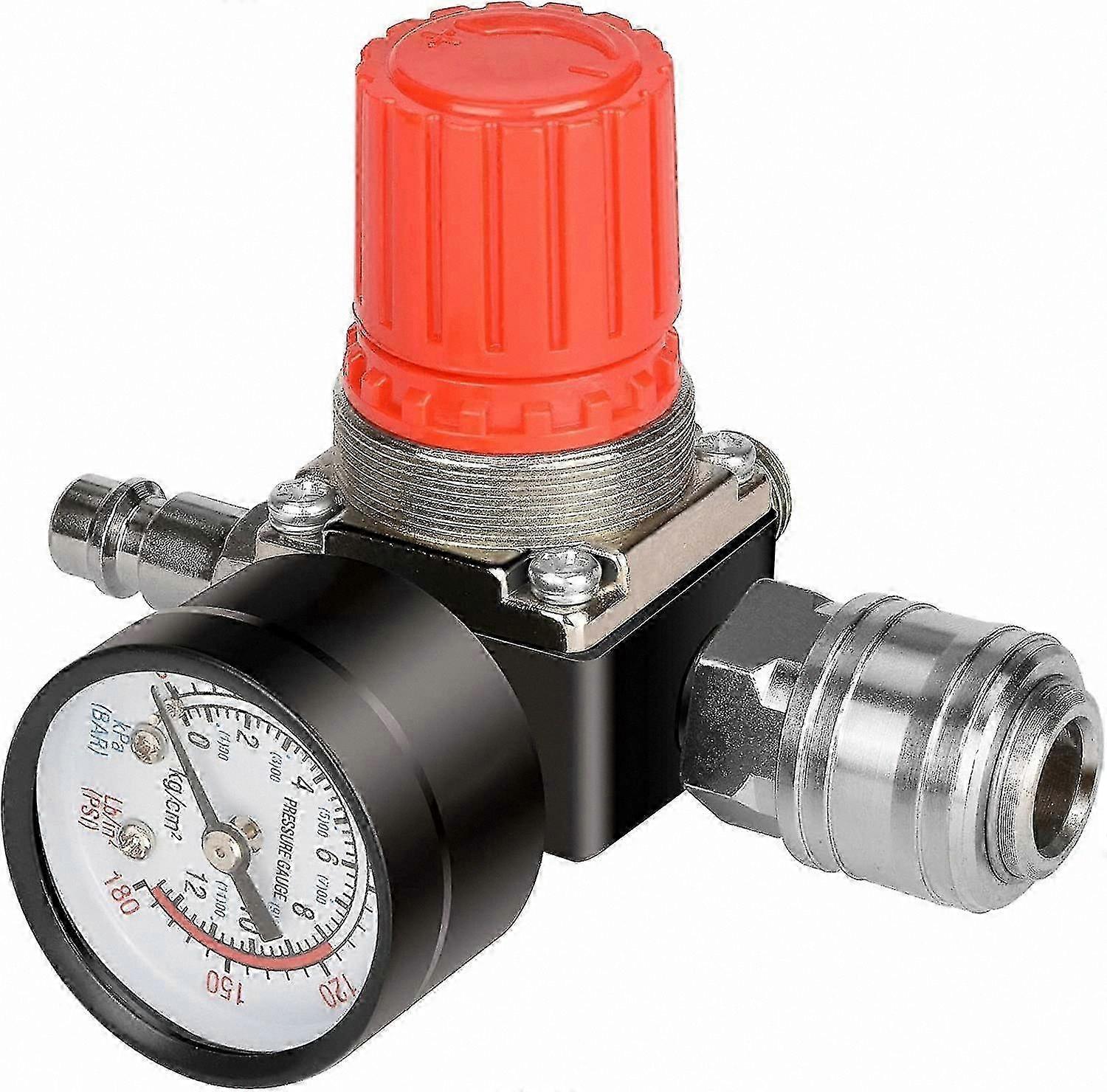 4 Holes Air Pressure Regulator with Gauge, 1/4" Compressed Air Regulator for Eu Standard Applications