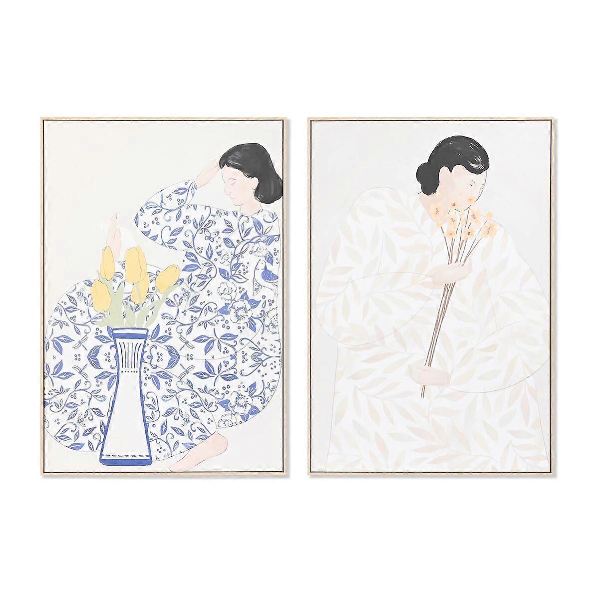 Painting DKD Home Decor 80 x 4 x 120 cm Flowers Scandinavian (2 Units)