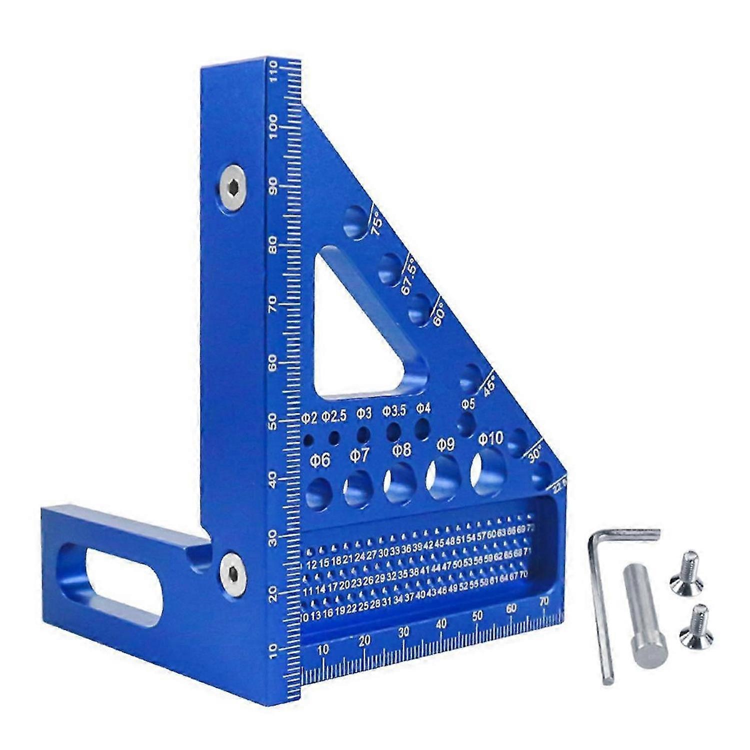 Woodworking Square Protractor, Woodworking Square with Dowel Pins,Aluminum Alloy Miter Triangular Ruler,Angler Scriber B