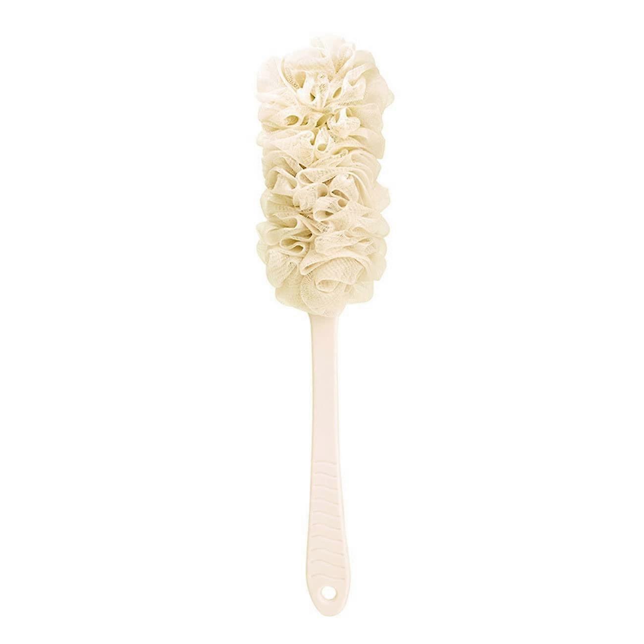 Shower Brush Long Handle Hanging Soft Mesh Back Color White Body Scrubber Sponge For Bathroom
