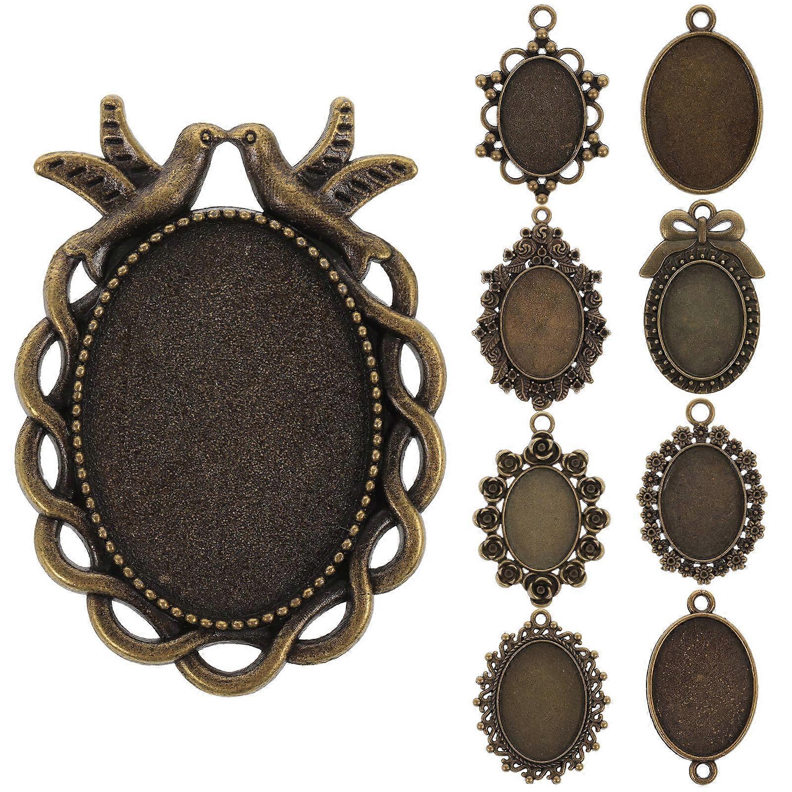 9 Different Styles Blank Pendant Trays for DIY Jewelry Making Circular Pcs