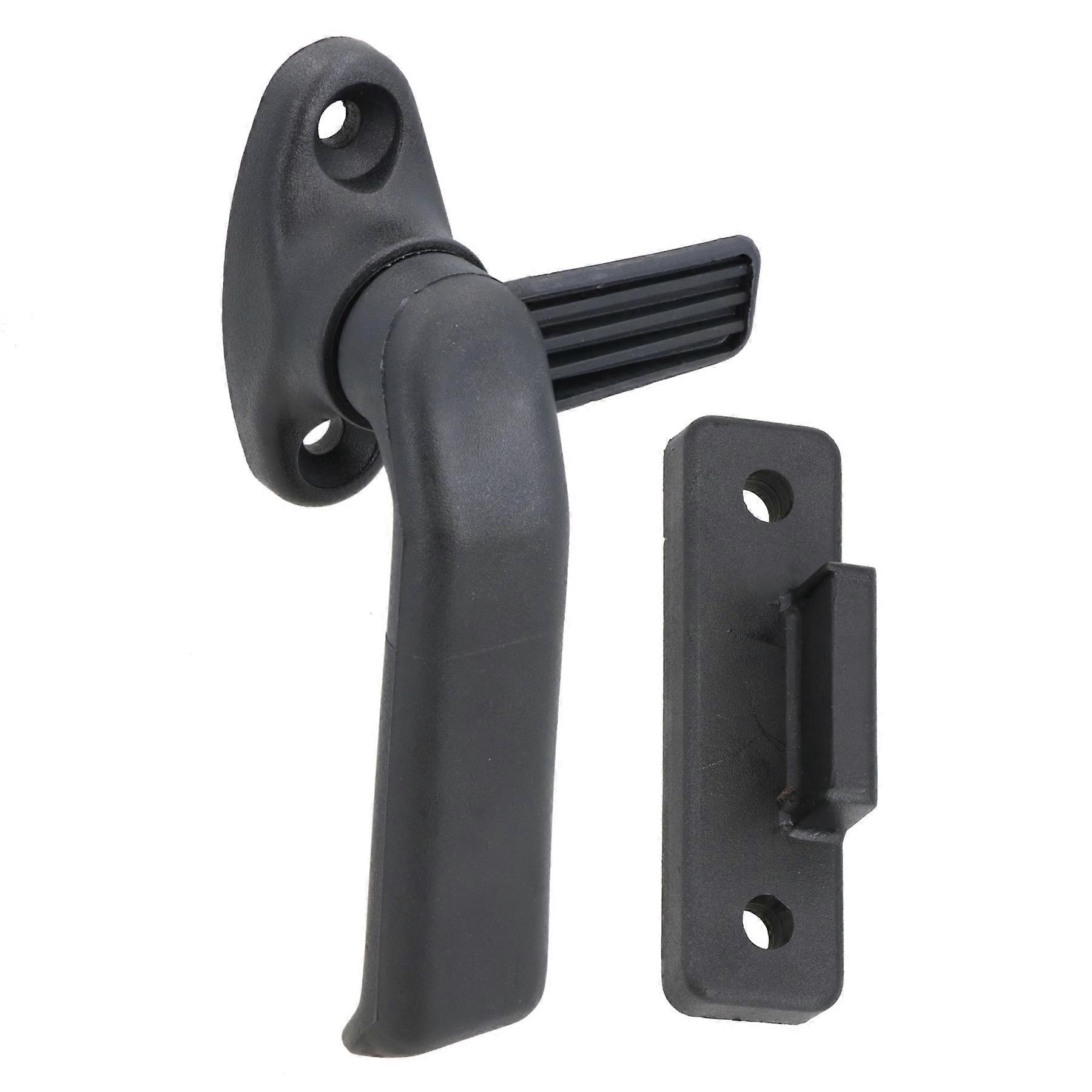 Left Hand Window Handle Lever Catch & Retainer Black Polypropylene Locker