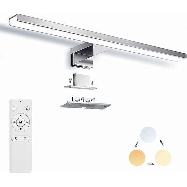 Dimmable LED Mirror Light, Bathroom Wall Light 40 1200LM 12W IP44, Adjustable Color 3000K 4500K 6000K, Mirror Lamp with Remote Control, Clip on Mirror