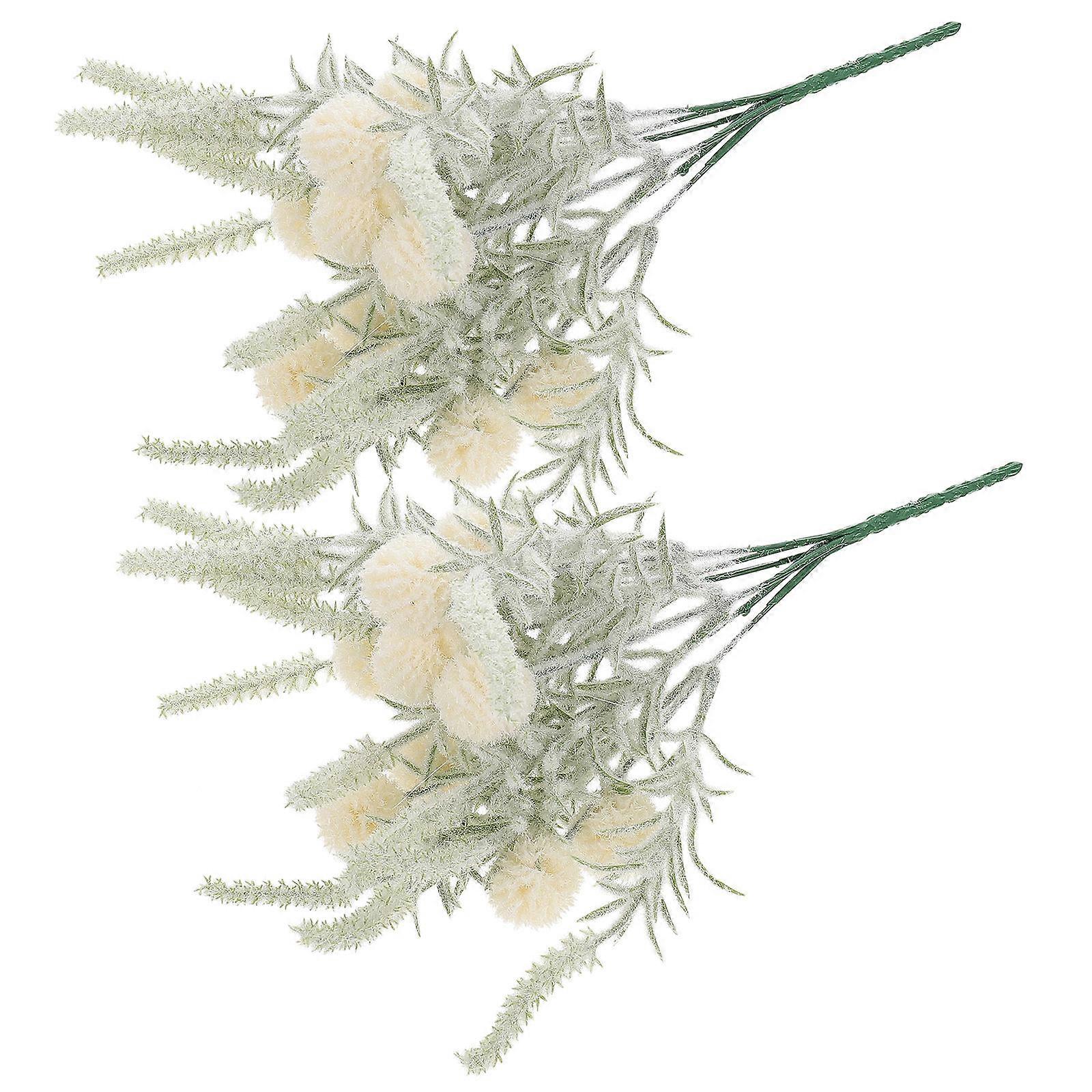 Lifelike Dandelion Fake Flower Adornment for Decor 2Pcs White Material