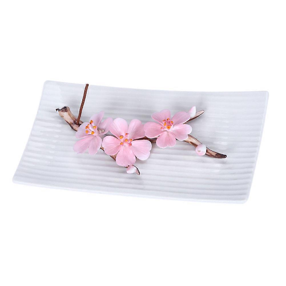 Ceramic Plum Blossom Incense Burner for Decor Pink Incense Insert