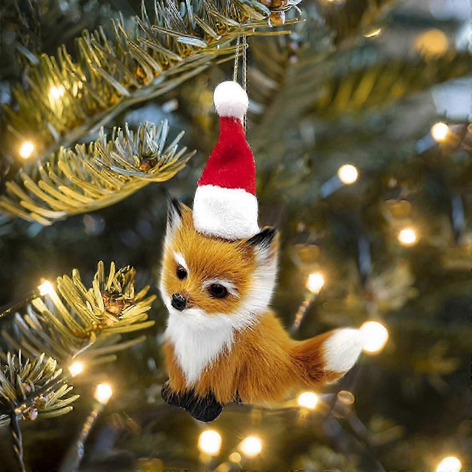 Christmas Plush Imitation Small Foxes Pendant Handicrafts Small Foxes Decorations Holiday Gifts