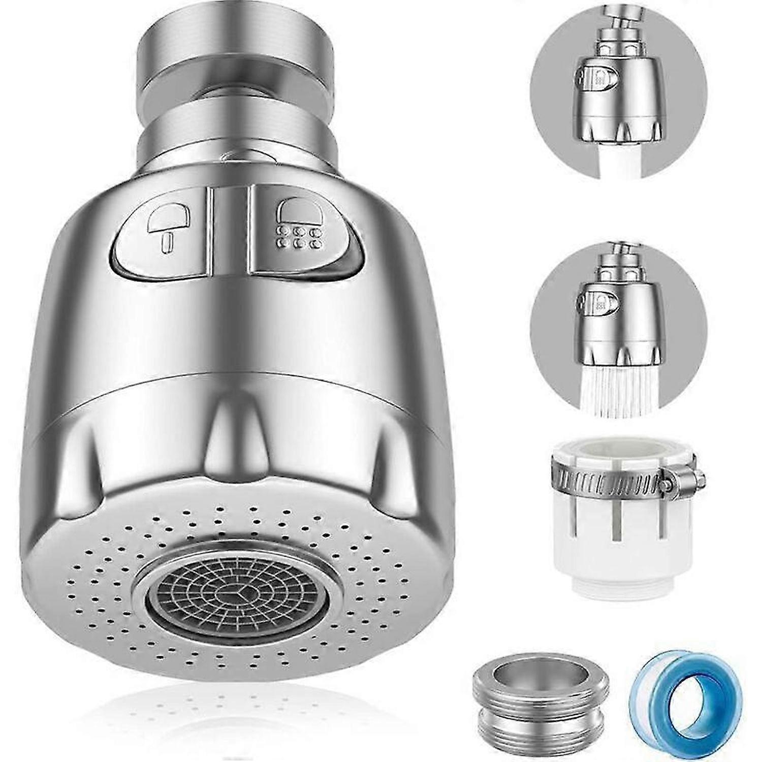 Faucet Aerator, 360 Swivel Faucet, Water Saving Faucet Aerator, Water Saving Faucet Filter Regulator Spray Head Nozzle for Kitchen Bathroom, 2 Modes,