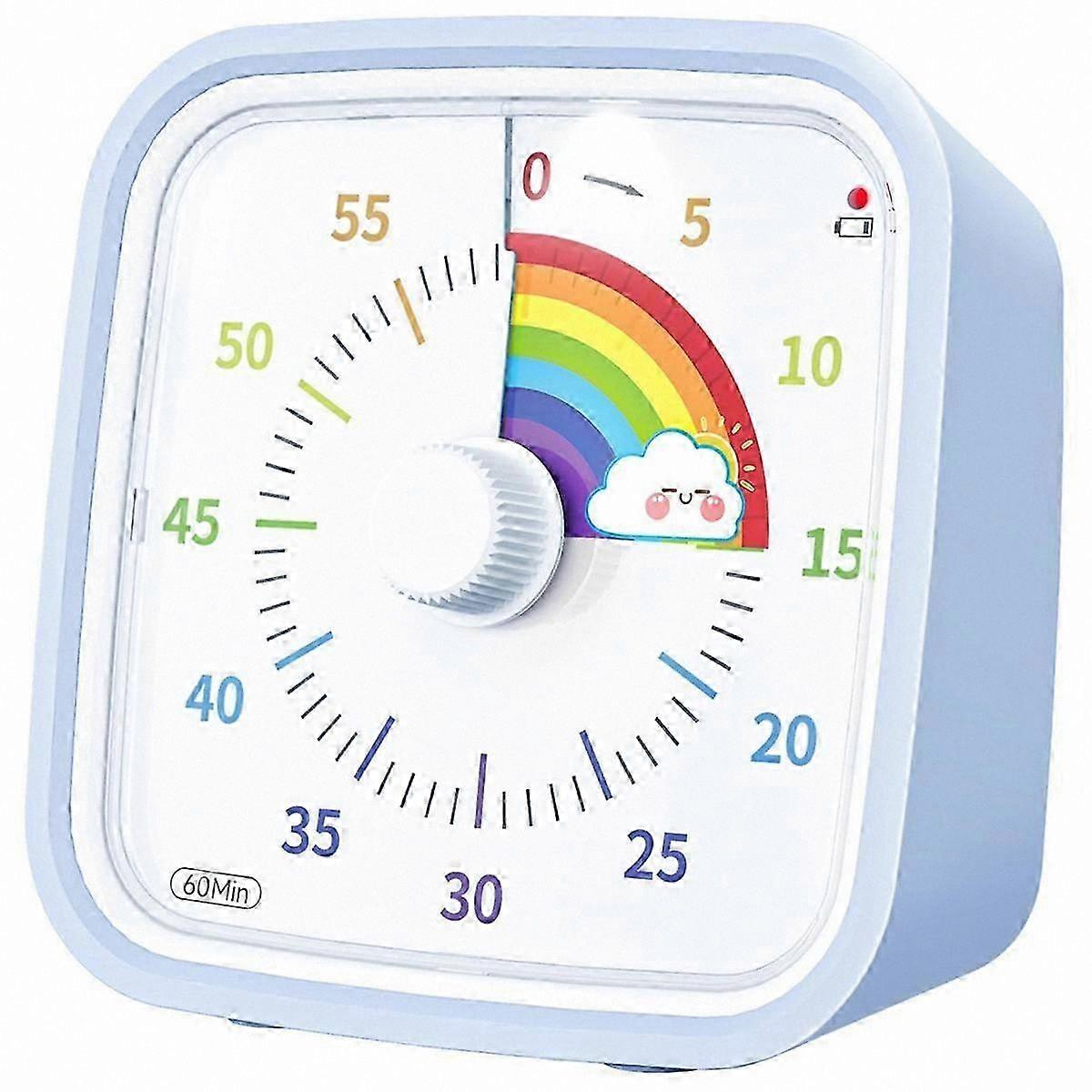 Visual Timer with 60-Minute Countdown, Silent Time Management Tool, Protective Case Included, Rainbow Disk Design