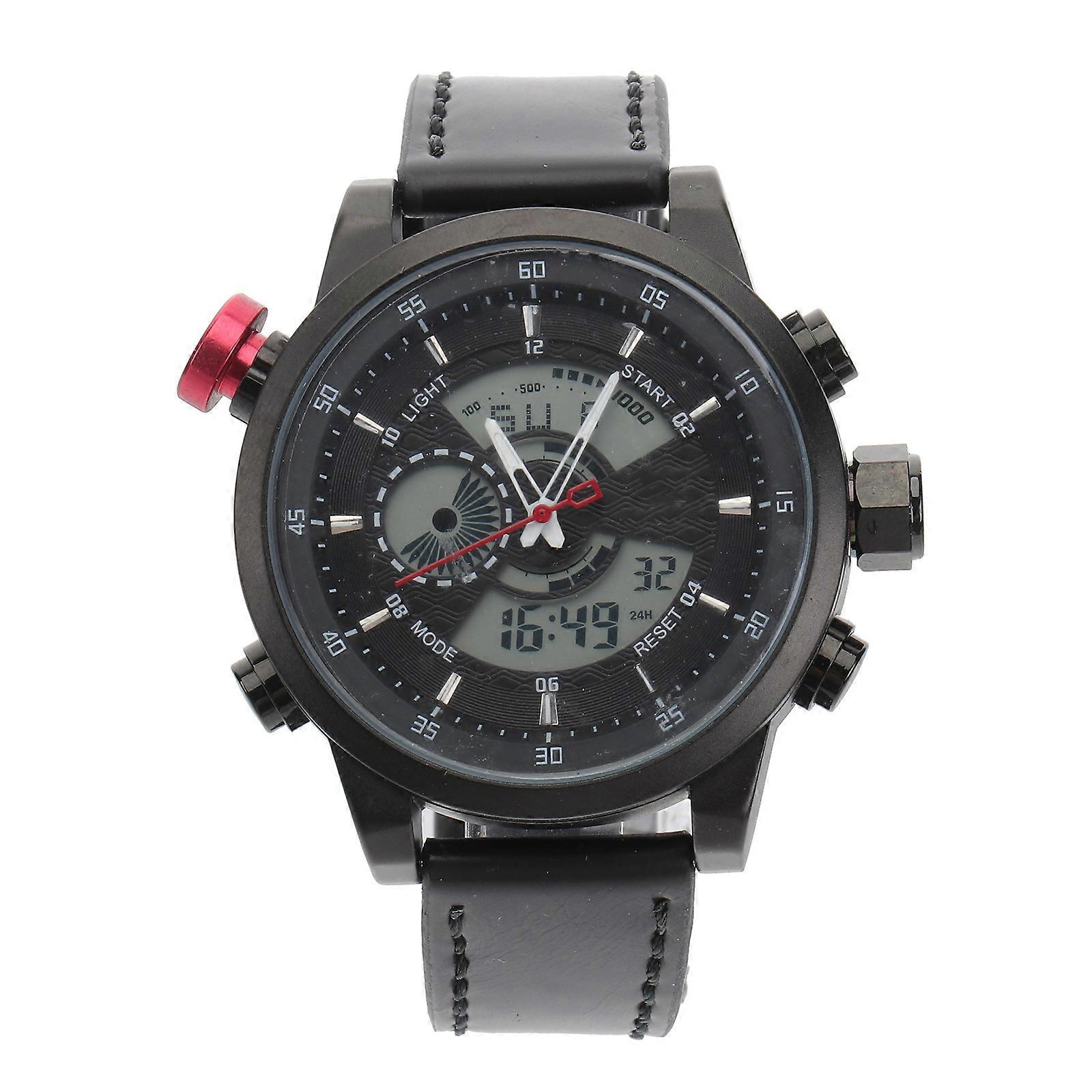 Quartz Wrist Watch for Men with Electronic Display and PU Band