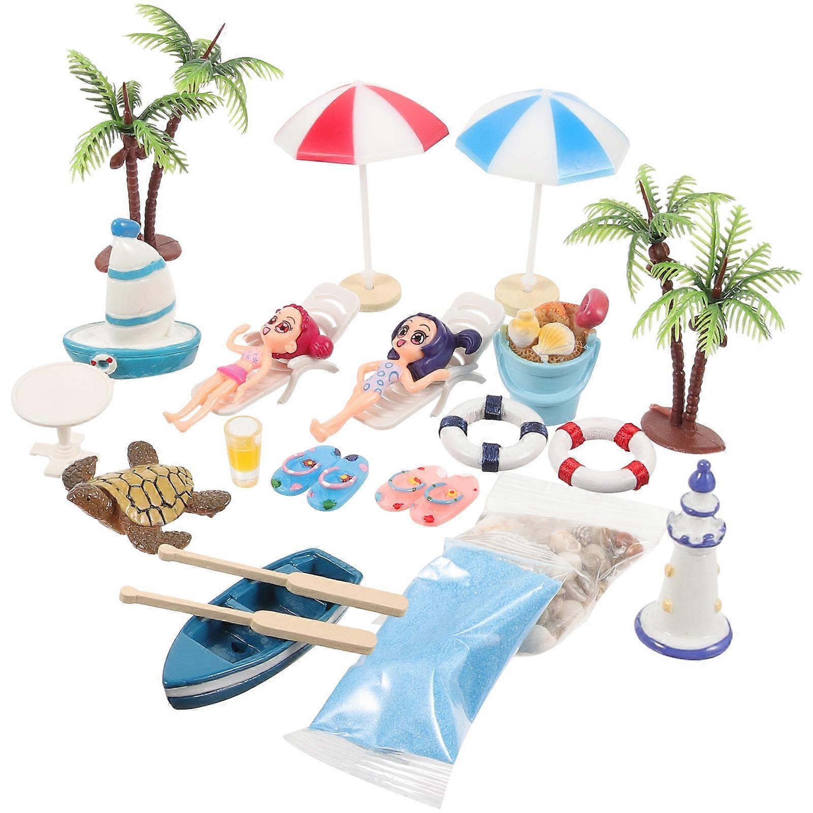 Micro Summer Scene Decor Mini Beach Accessories for Display 1Set
