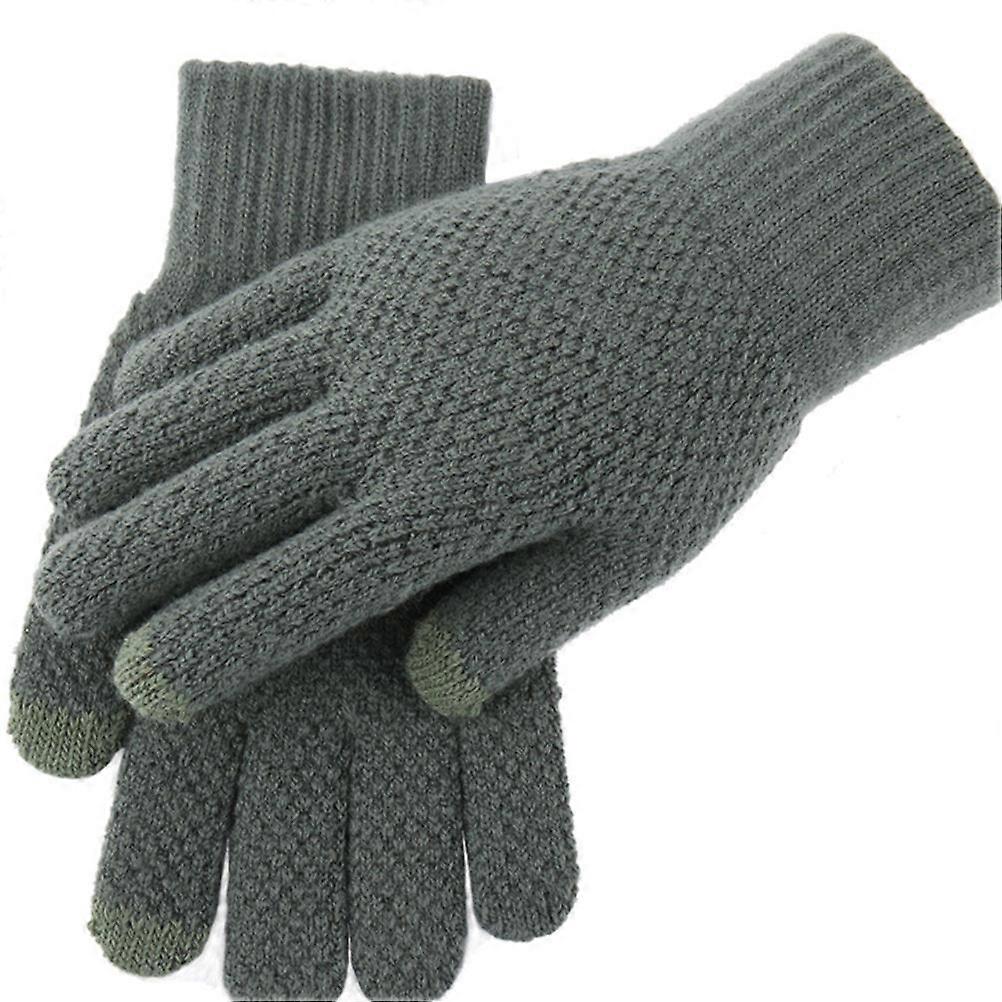 1Pair Screen Gloves Thick Plush Gloves Winter Use Olive