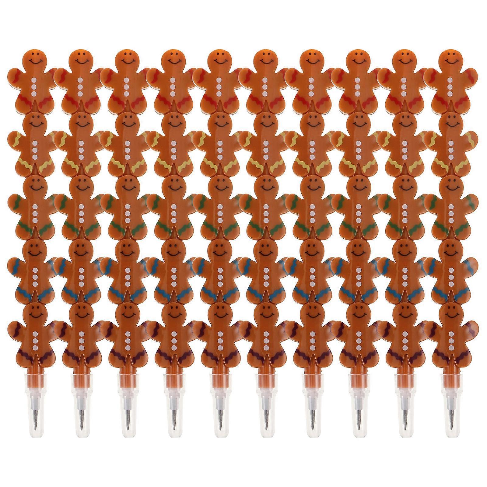 Plastic Christmas Gingerbread Pencils for Writing Use 10Pcs Stackable Set