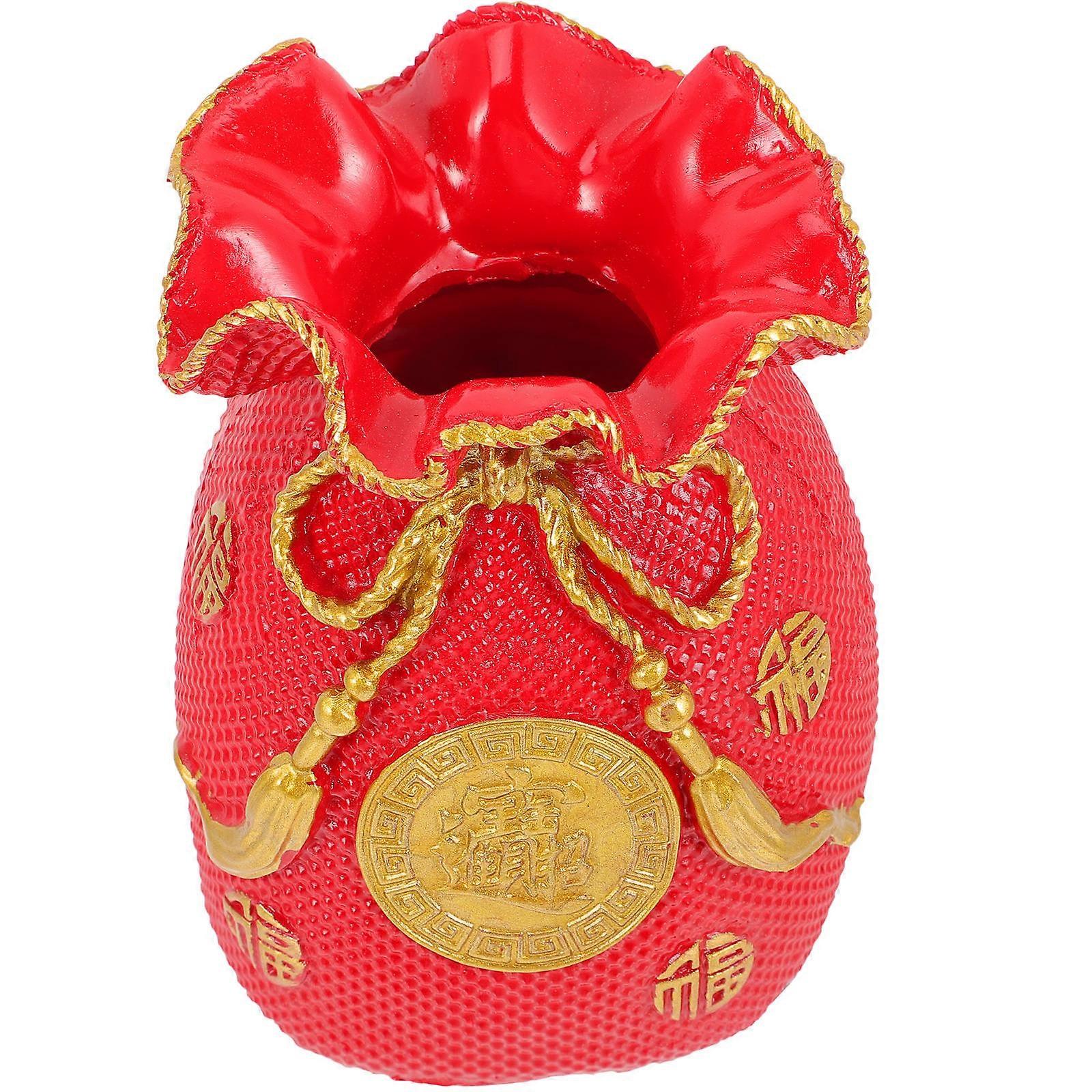Red Resin Blessing Pouch Statue for Table Decoration 4Pcs Resin Figurines