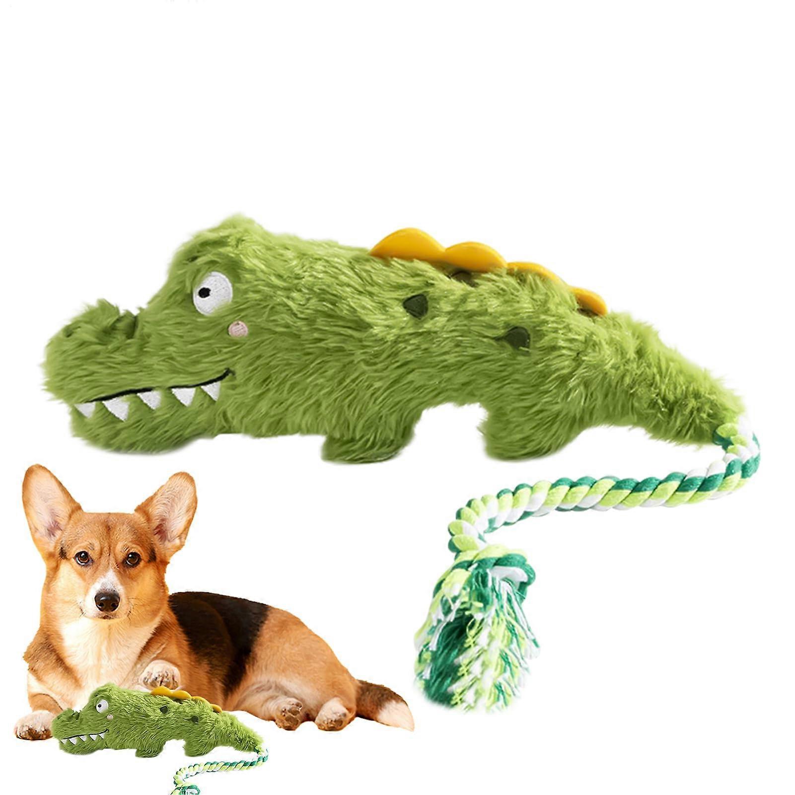 Plush Dog Toy CrocodileShaped Squeaky Toy Puppy Training Interactive Soft Chew Toy Indoor Outdoor Play