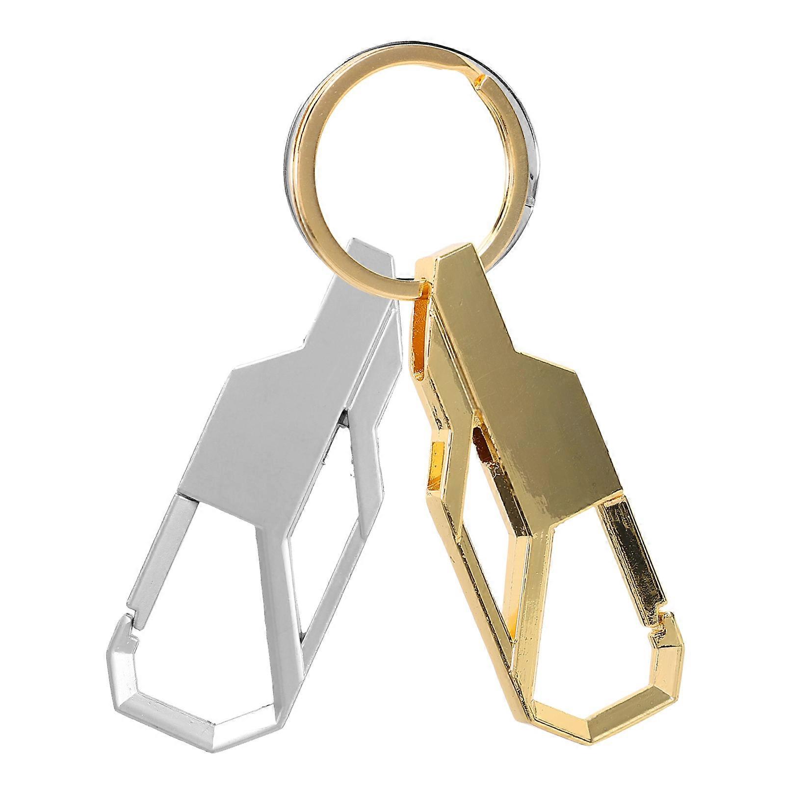 Key Chain Automotive Key Ring Clip 8 Pcs Fashionable Design For Keychain Users Daily Use Rectangular Golden Zinc Alloy