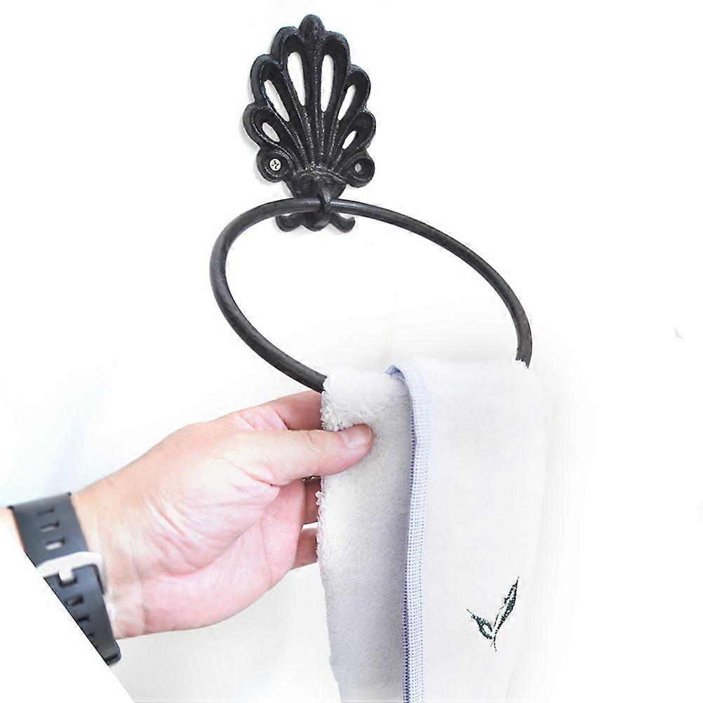 2 Pcs Vintage Hand Towel Hanger Round Rack For Home Bathroom Accessories Black Storage Solution