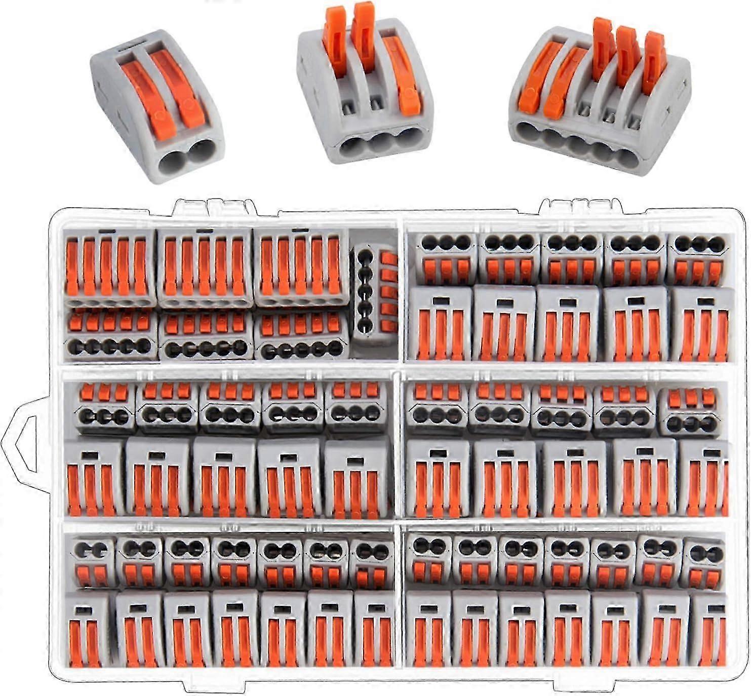 Compact Wire Connector, 100 Electrical Connectors, Lever Nut Connector, Auto Connection Terminals with 50 3 Holes/40 2 Holes/10 5 Holes 2025