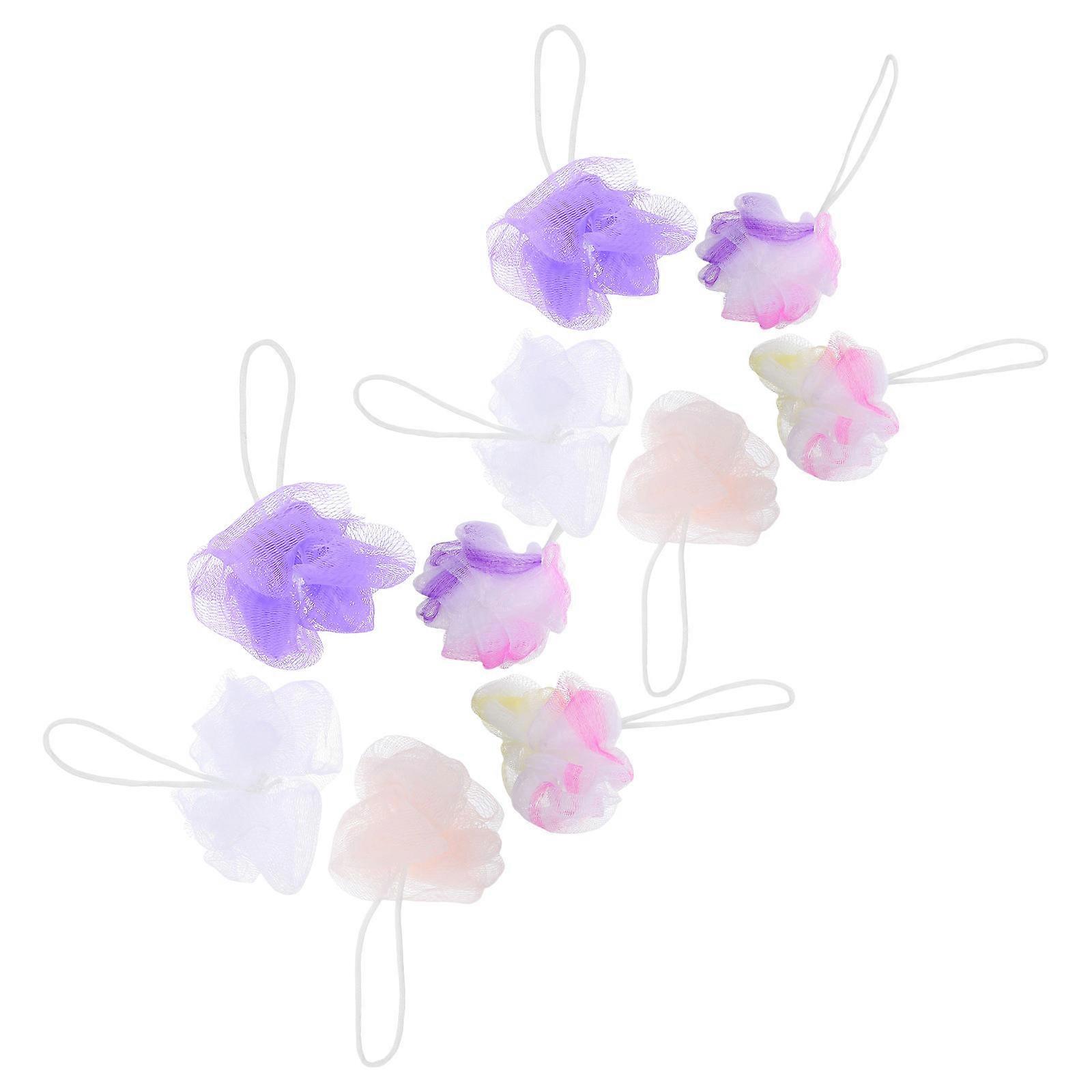 Bath Puff 10Pcs Set for Bathing and Showering Assorted Color Mesh Net Design for Body Exfoliate