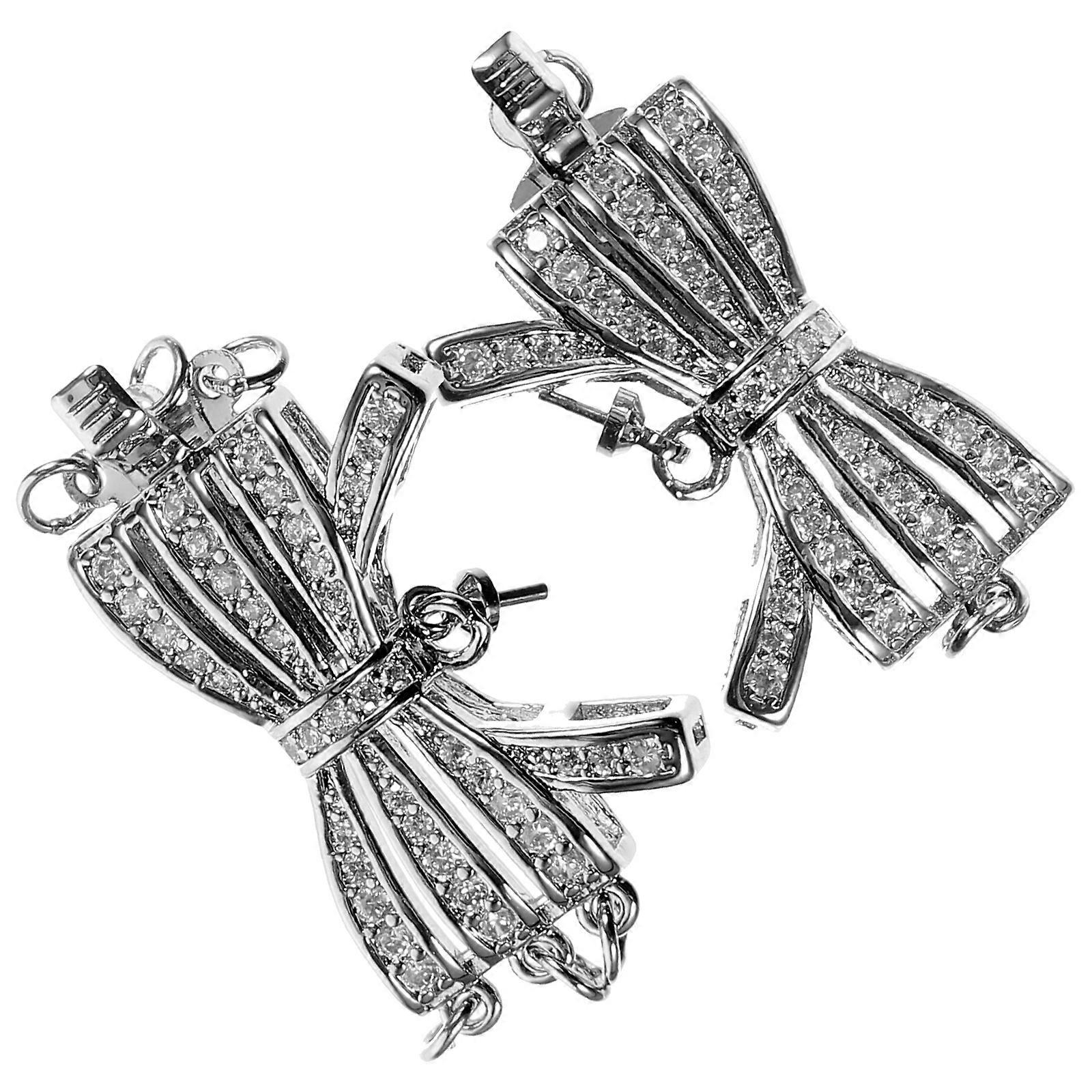Necklace Connector 10 Pcs Bowknot Shape Clasp For Jewelry Makers And DIY Enthusiasts Daily Use Silver Alloy Time-Saving