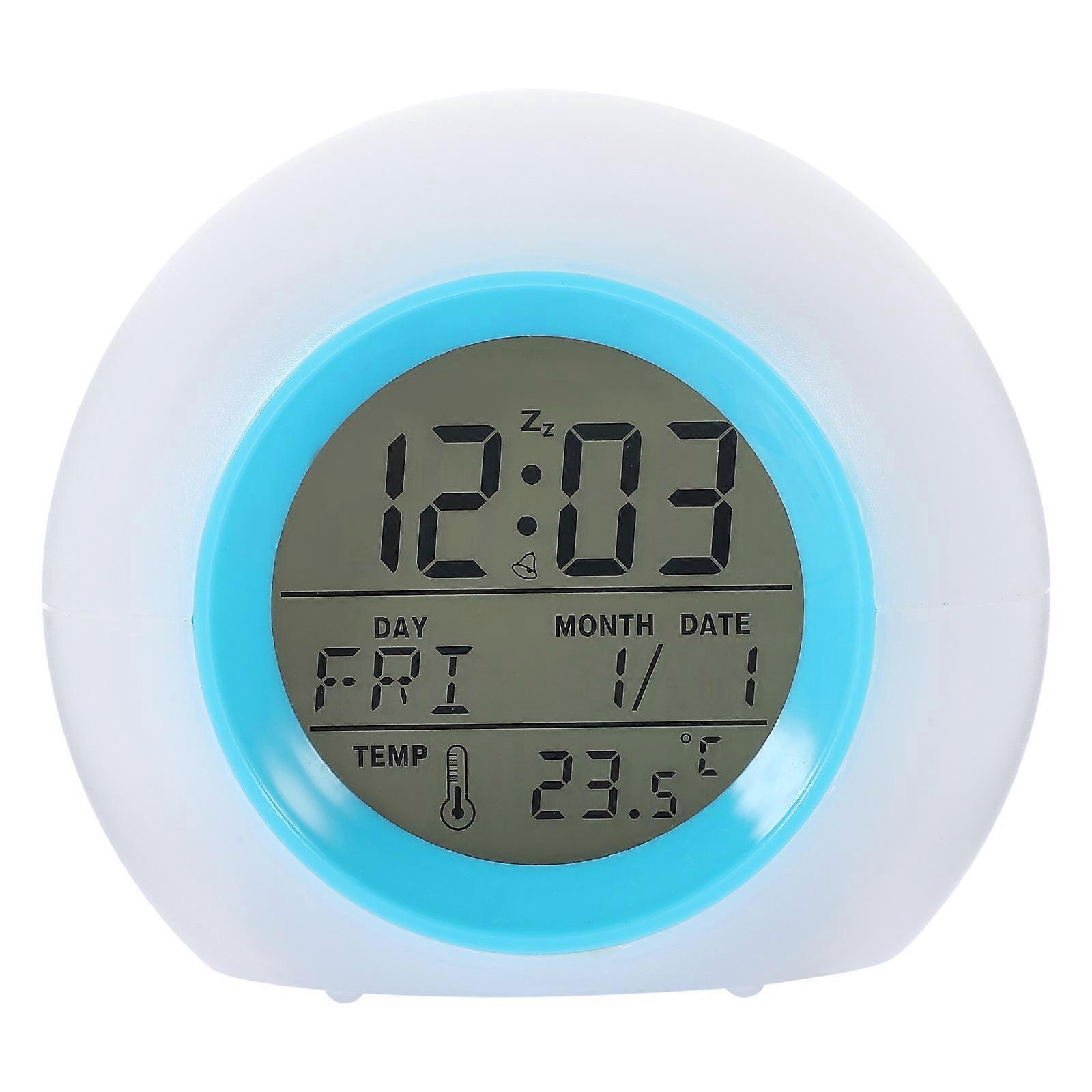 Bedside Clock Round Alarm Clock with Night Light 2Pcs for Kid's Room
