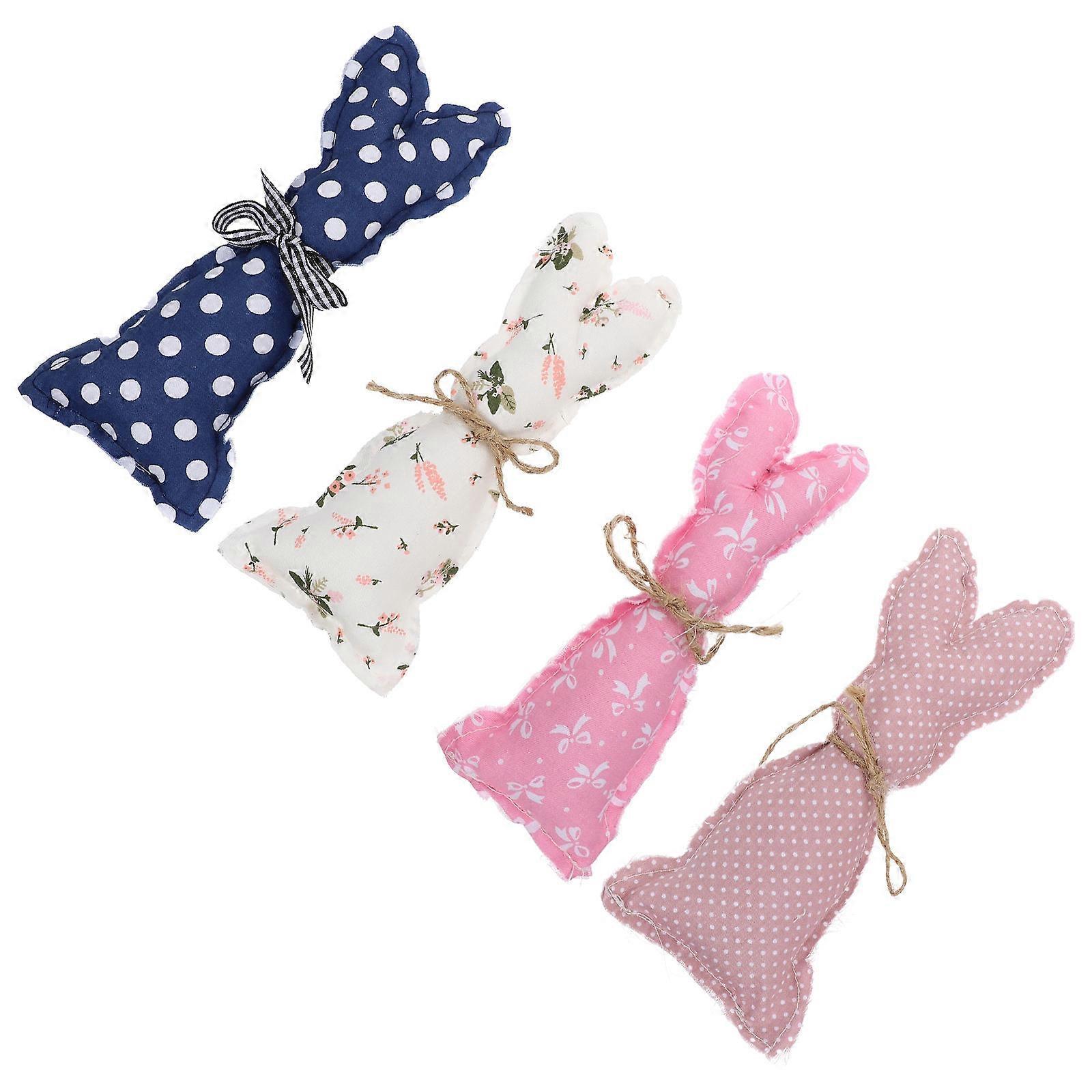 Assorted Color 4Pcs Decorative Bunny Shape Cloth Art Rabbit Model 17X5X4CM Ideal For Easter Day Party