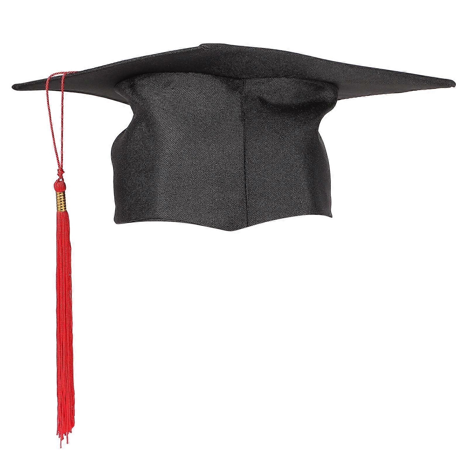 Doctoral Graduation Hat for Adults with Red Tassel 2Pcs Caps