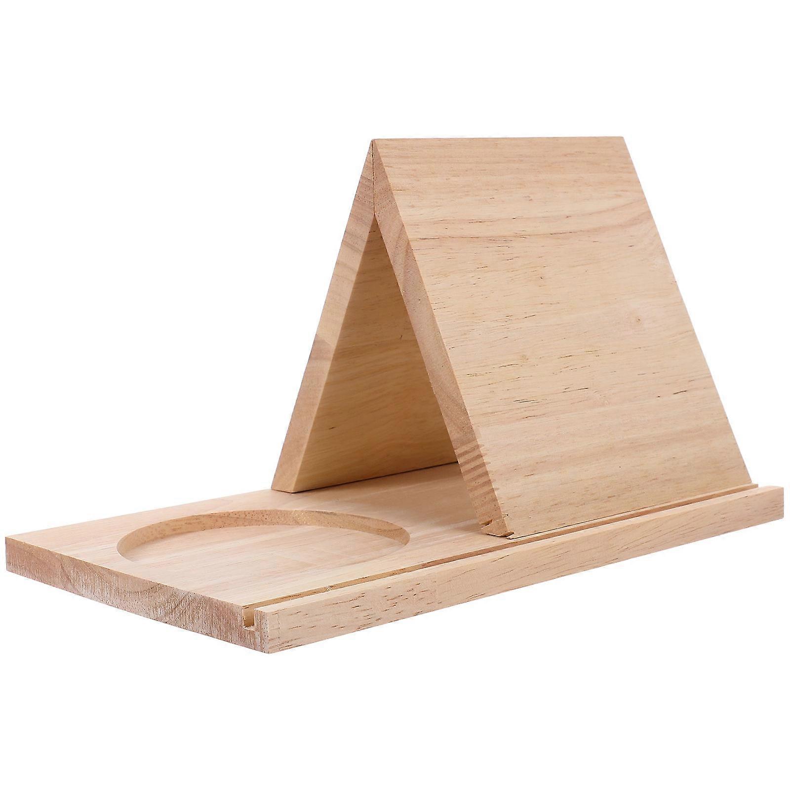 Creative Wooden Triangle Book Rest With Built-In Cup Holder For Small Spaces 1Set