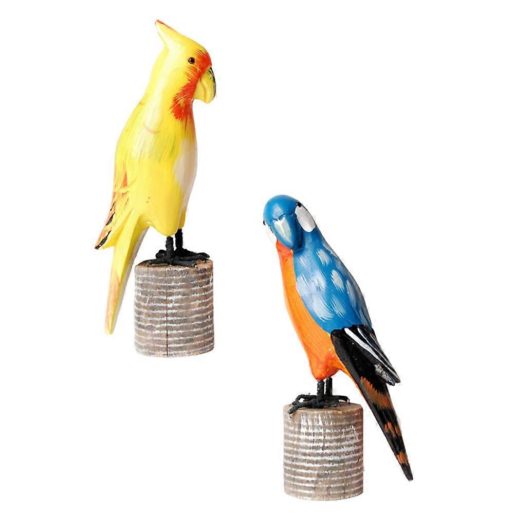 Wooden Bird Desktop Decor for Home Use Featuring 4Pcs Set