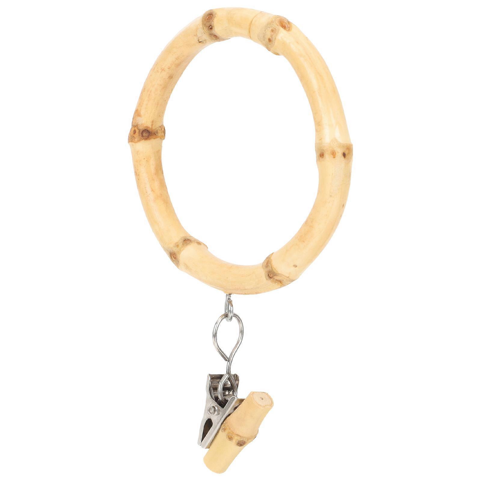 Bamboo Curtain Ring Clip For Home Decoration And Bathroom Use In Beige Color With Rust-Proof Functionality And 4Pcs Quantity