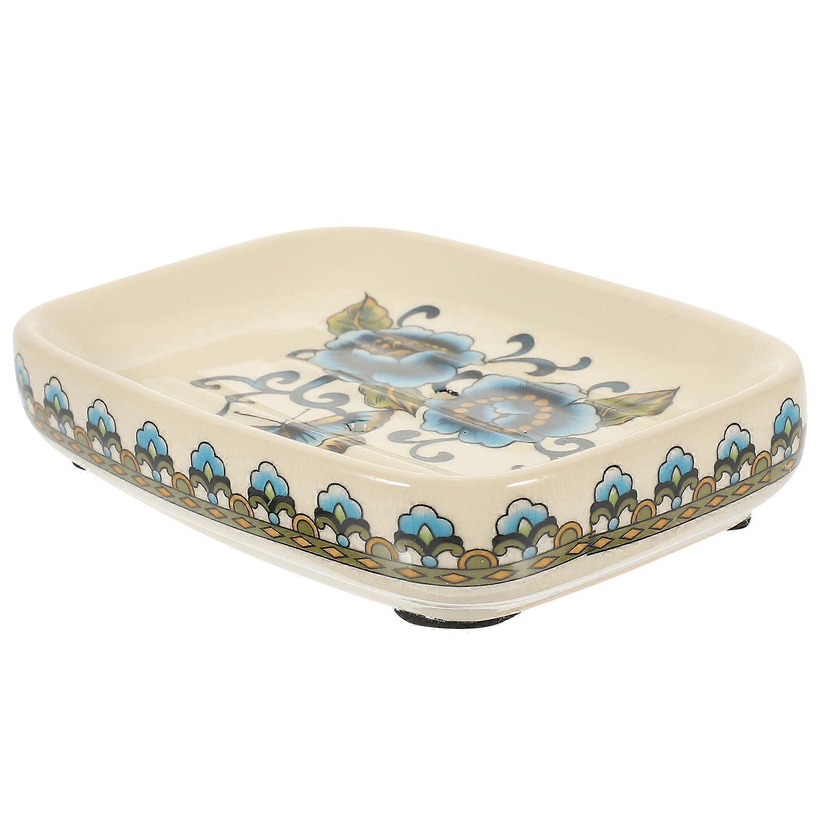 Retro Ceramic Soap Holder Kitchen Use 14X11X3CM Draining 1Pack