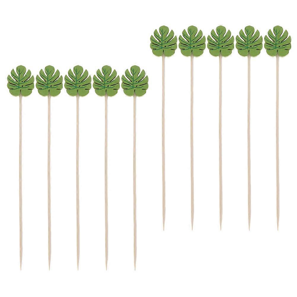 Disposable Food Picks Leaf Design Safe Practical Avoid Protect Health Increase Appetite 200Pcs