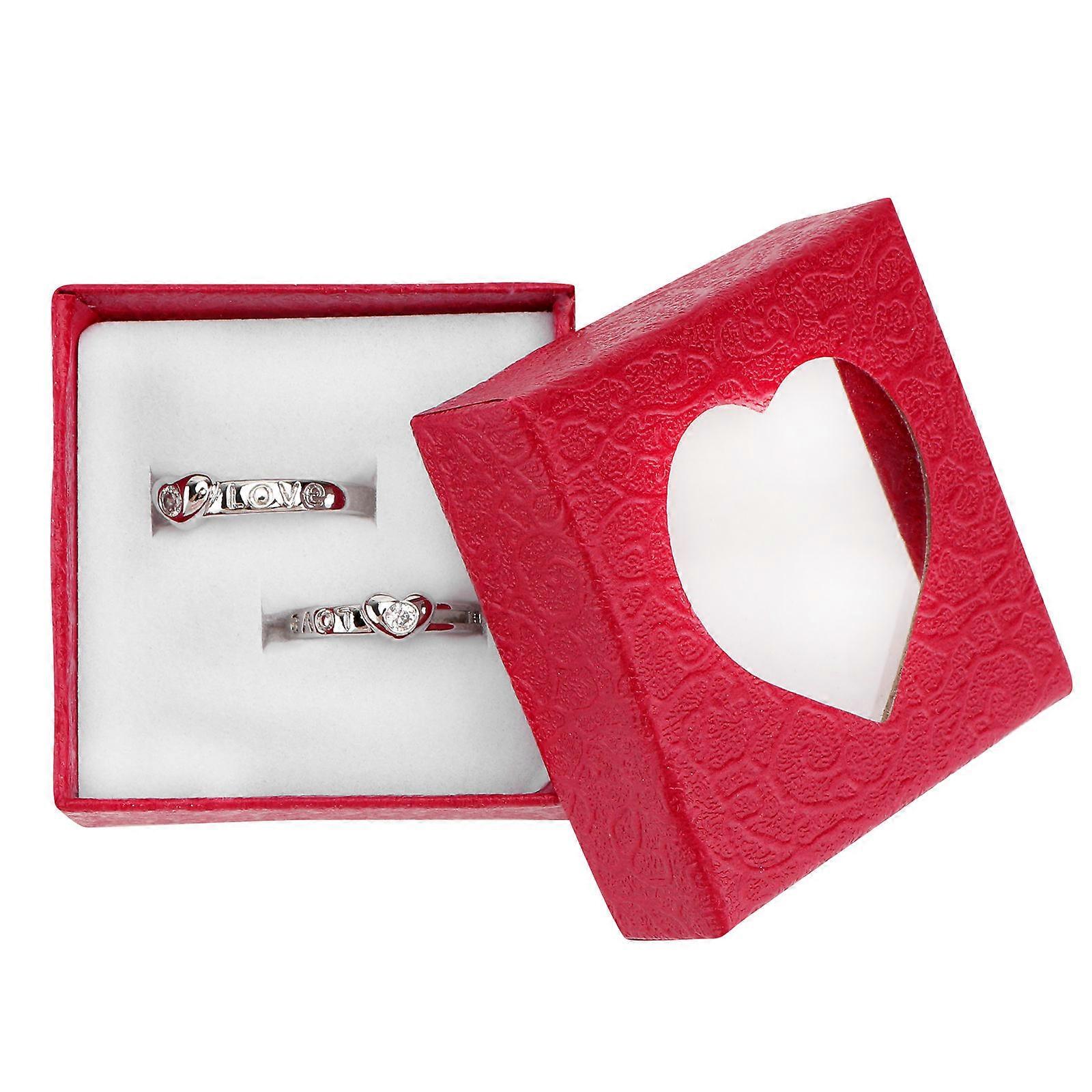 Chic Finger Ring Set For Couples Romantic Occasion In Simple Design Silver Alloy Material 2 Pairs