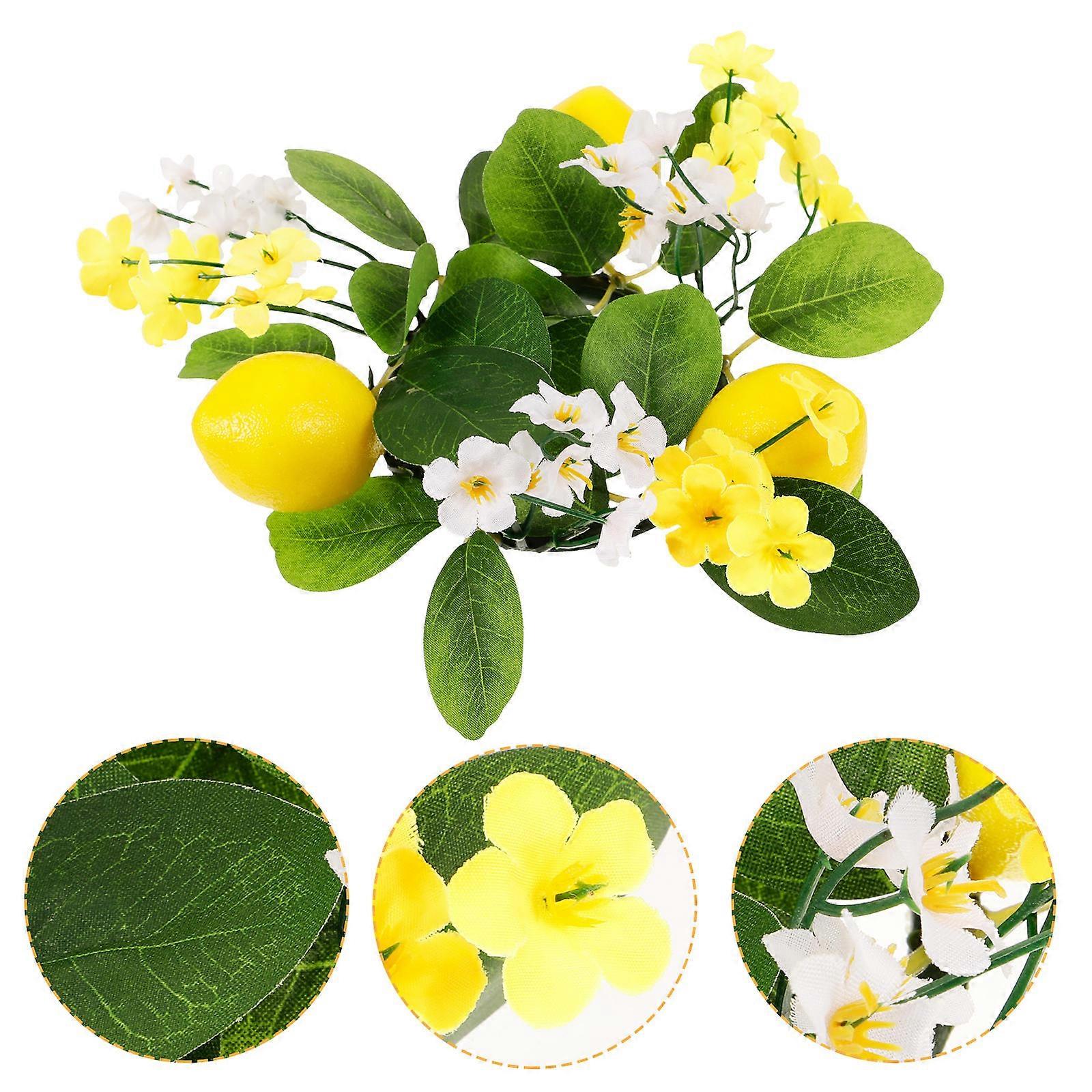 Artificial Lemon Candle Ring for Table Centerpiece 5Pcs Set
