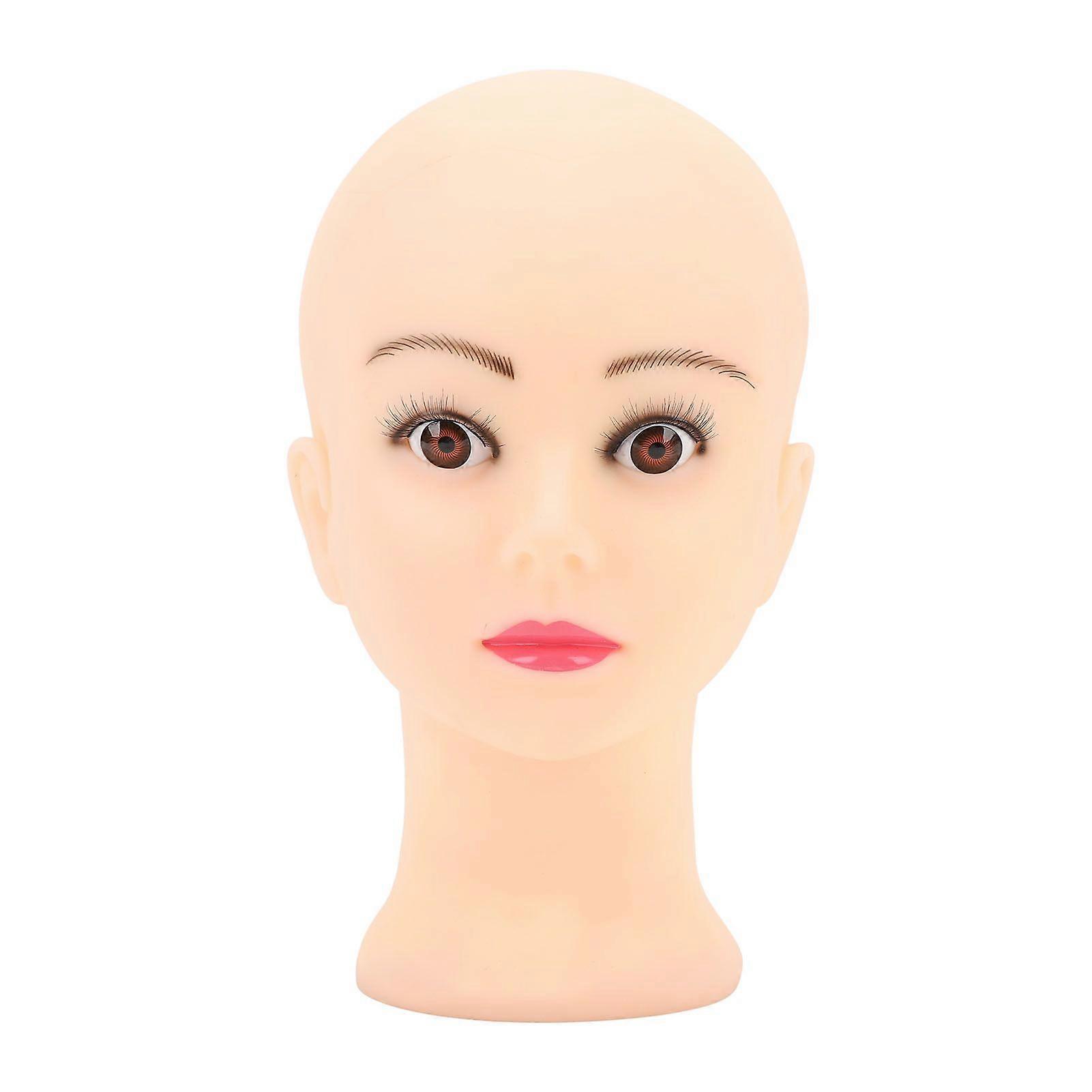Bald Mannequin Head PVC Soft Delicate Bald Head Model with Universal Bracket Interface for Makeup Wig Hat Display