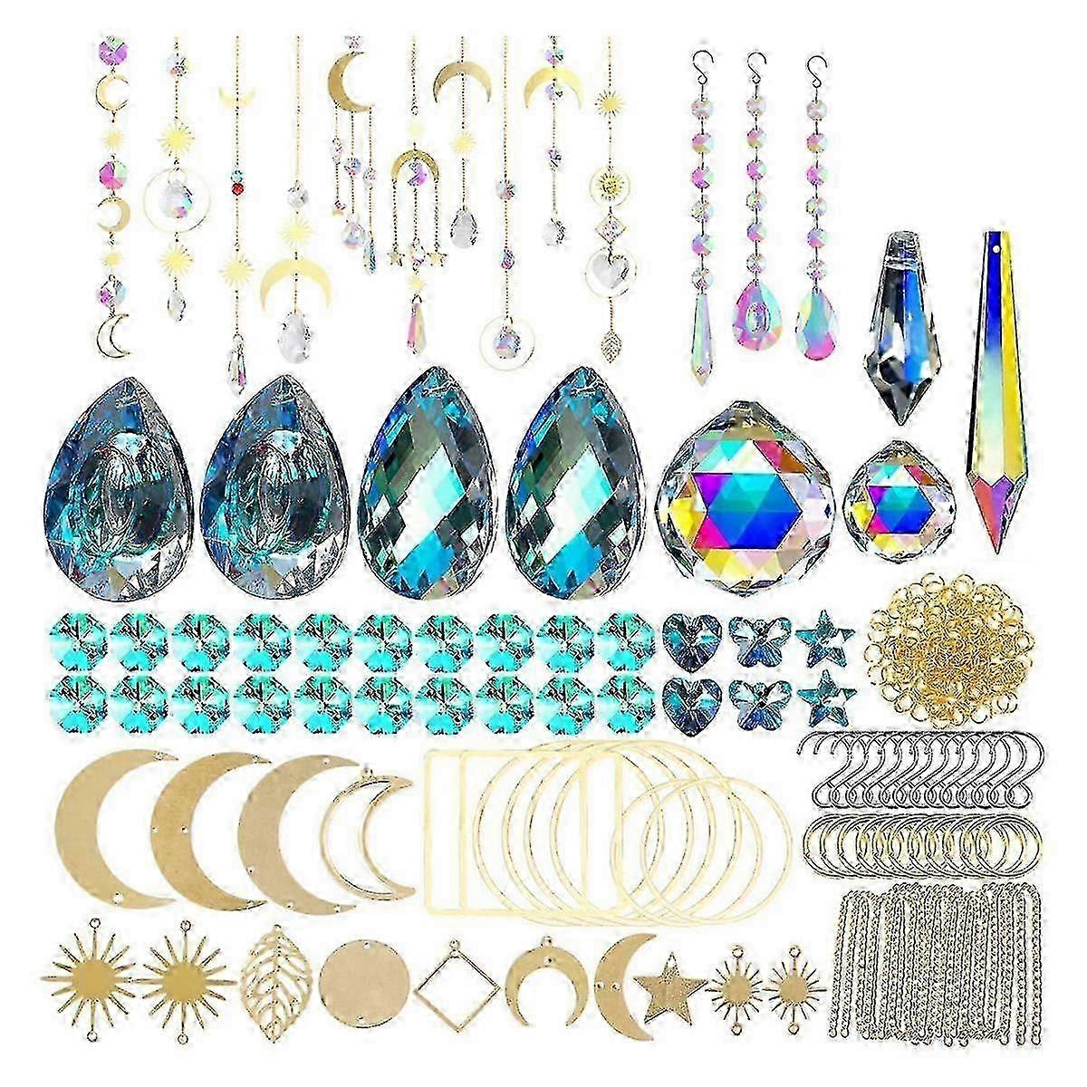 25-26 DIY Rainbow Maker Kit with 370 Crystal Suncatcher Parts and Chandelier Prisms